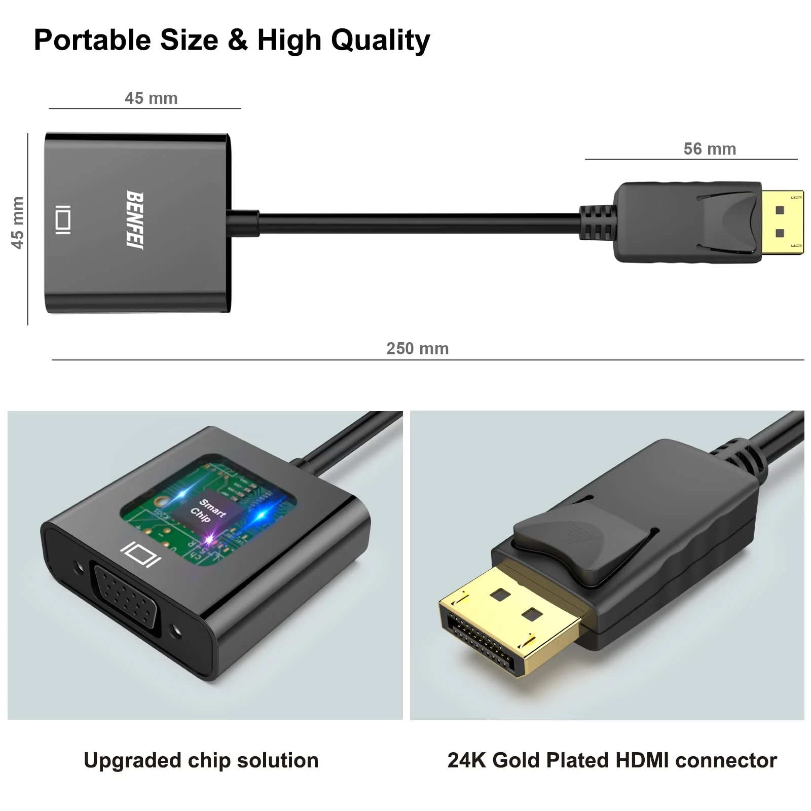 BENFEI DisplayPort to VGA 2 Pack,Gold-Plated Uni-Directional DP Computer to VGA Screen Adapter 1080P (Male to Female) Compatible for Lenovo, Dell, HP, ASUS - Image 6