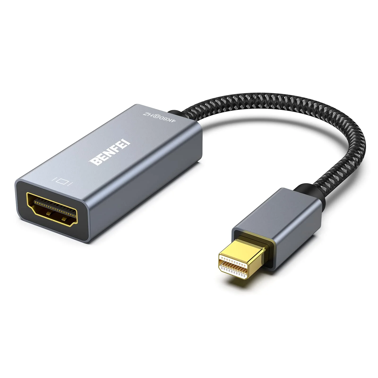 BENFEI Mini DisplayPort(Thunderbolt) to HDMI Adapter 4K@60Hz, Compatible with MacBook Air 2010-2017, MacBook Pro 2010-2015,Mac Mini 2010-2014, Surface pro 1/2/3/4[Aluminium Shell&Nylon Cable] 1 Pack