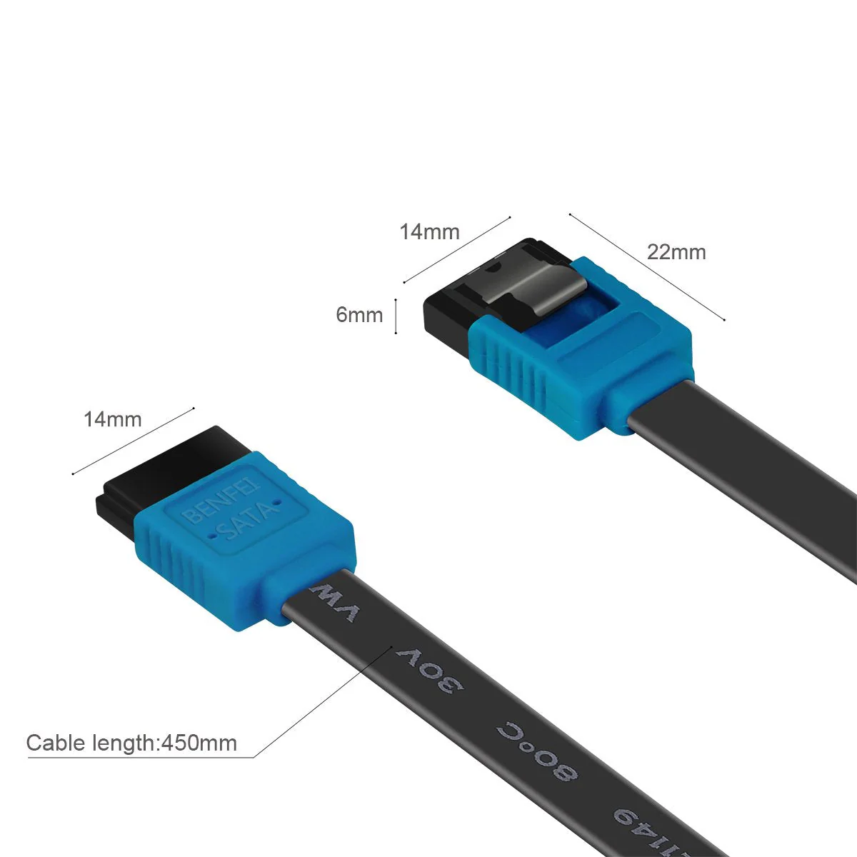 BENFEI SATA Cable III, 12 Pack SATA Cable III 6Gbps Straight HDD SDD Data Cable with Locking Latch 18 Inch Compatible for SATA HDD, SSD, CD Driver, CD Writer 180-180 degree Blue - Image 4