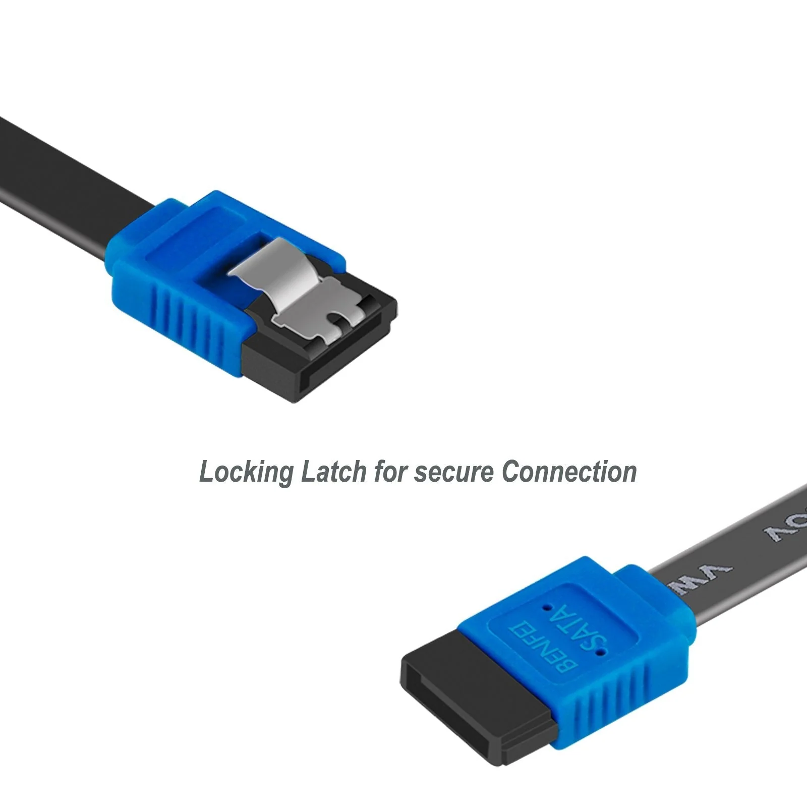 BENFEI SATA Cable III, 3 Pack SATA Cable III 6Gbps Straight HDD SDD Data Cable with Locking Latch 18 Inch Compatible for SATA HDD, SSD, CD Driver, CD Writer - Black Blue - Image 3