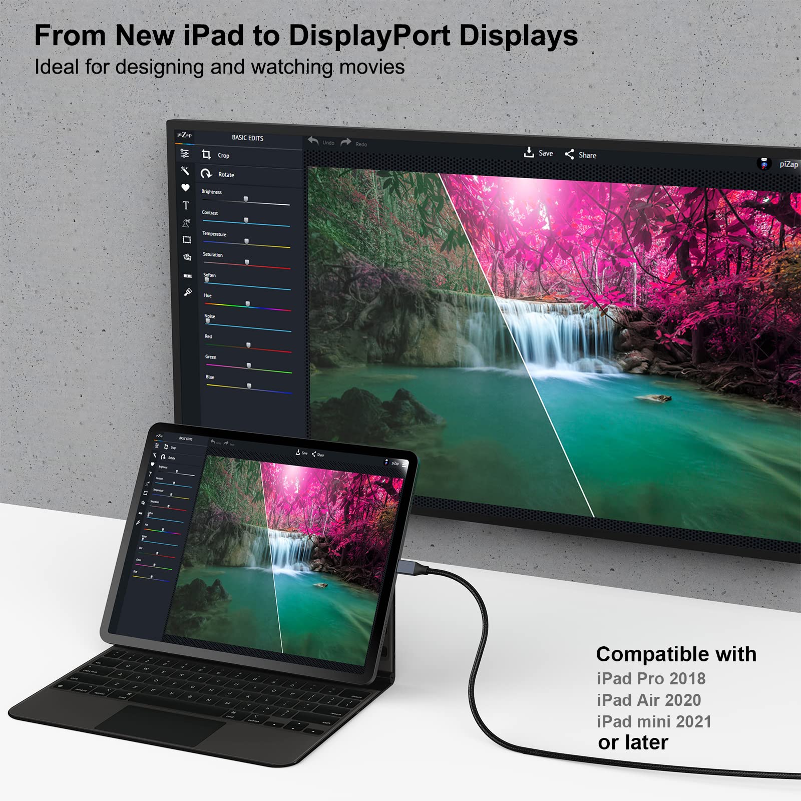 BENFEI USB-C to DisplayPort 10 Feet Cable(8K@60Hz 4K@144Hz), USB Type-C to DisplayPort Cable [Thunderbolt 3/4/5 Compatible] with iPhone 15 Pro/Max, MacBook Pro/Air 2023, iPad Pro, iMac, S23, XPS 17 Gray(Aluminium Shell) 1 PACK - Image 6