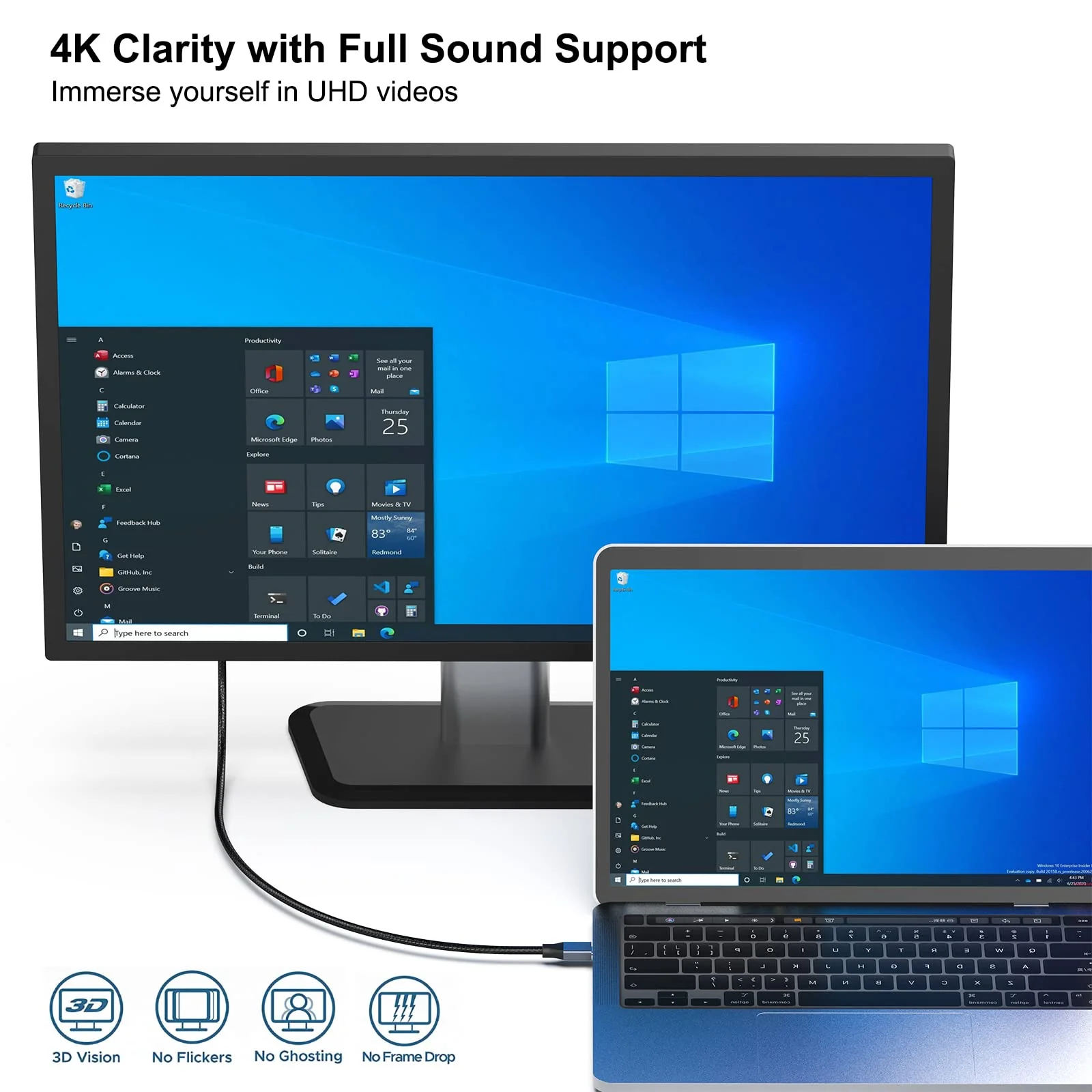 BENFEI USB-C to DisplayPort 3 Feet Cable(8K@60Hz 4K@144Hz), USB Type-C to DisplayPort Cable [Thunderbolt 3/4/5 Compatible] with iPhone 15 Pro/Max, MacBook Pro/Air 2023, iPad Pro, iMac, S23, XPS 17 Gray(Aluminium Shell) 1 PACK - Image 2