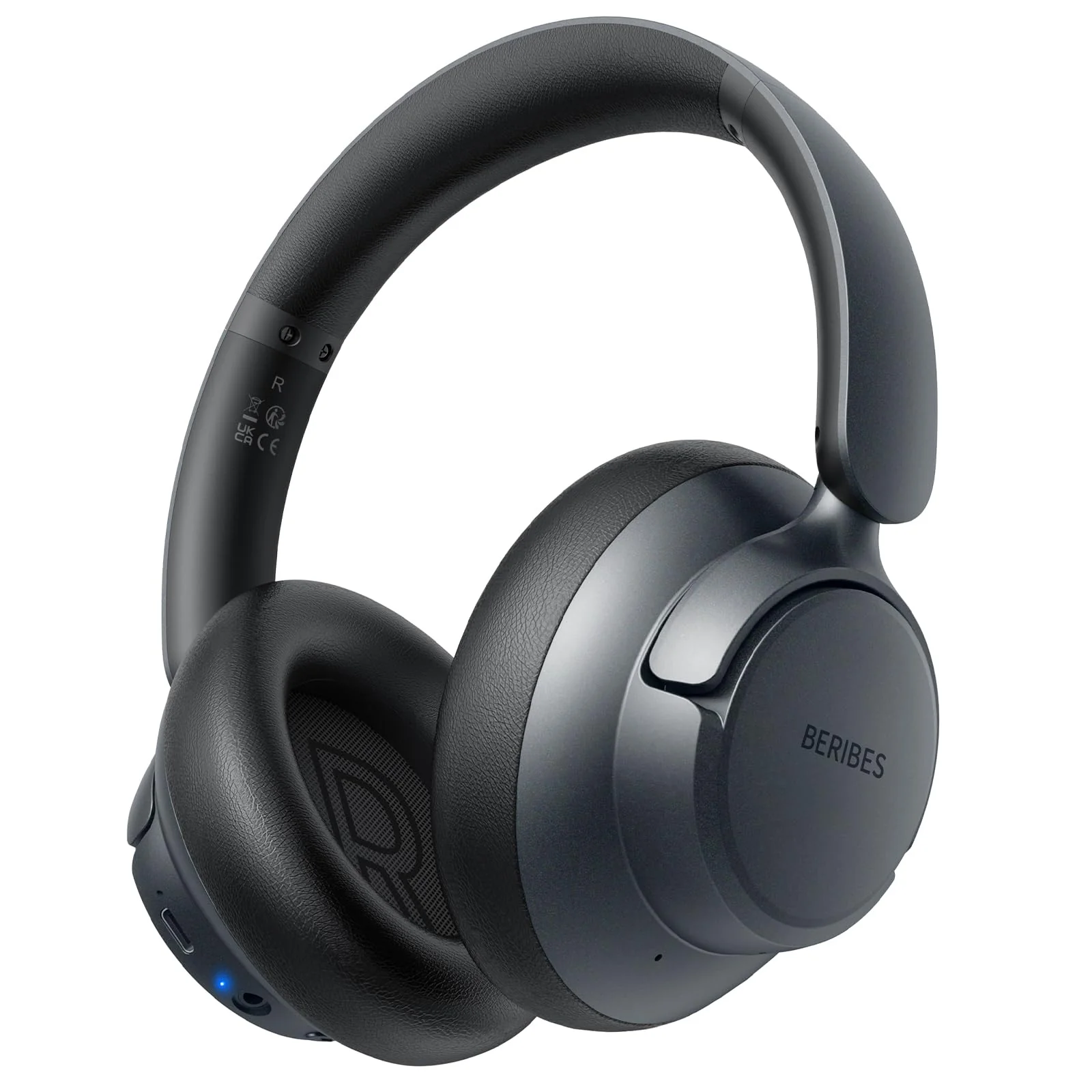 BERIBES Upgraded Hybrid Active Noise Cancelling Headphones with Transparent Modes,70H Playtime Bluetooth Headphones Wireless Bluetooth with Mic, Deep Bass,3.5MM Cable,Soft-Earpads,Fast Charging-Black Black