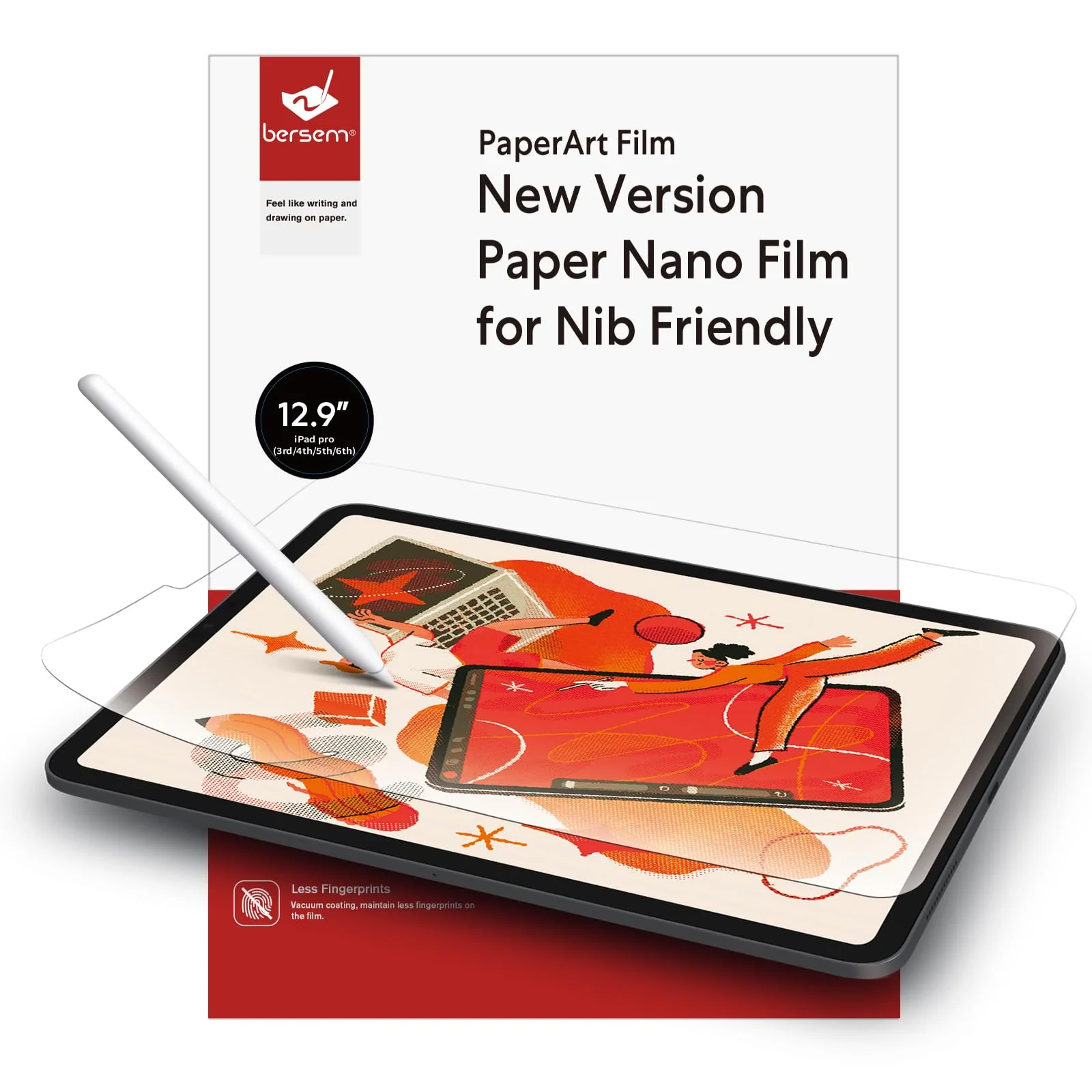 bersem [2 Pack Matte Surface Screen Protector Compatible with iPad Pro 12.9 Inch (2022 & 2021 & 2020 & 2018), iPad Pro 12.9 6th / 5th / 4th / 3rd Generation Matte PET Film for Drawing Anti-Glare