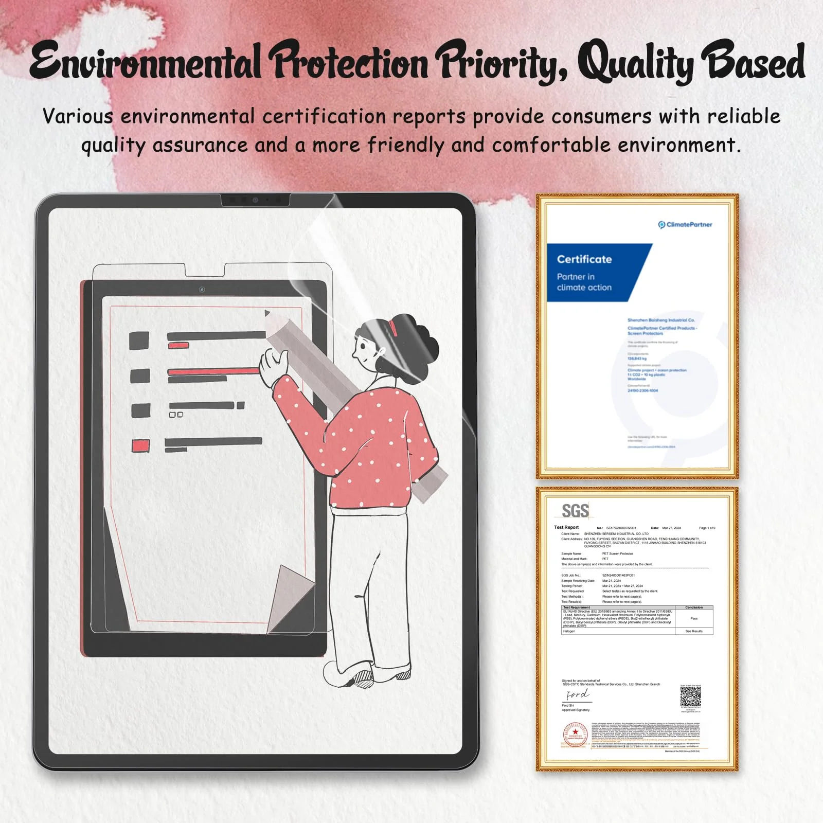 bersem [2 Pack Matte Surface Screen Protector Compatible with iPad Pro 12.9 Inch (2022 & 2021 & 2020 & 2018), iPad Pro 12.9 6th / 5th / 4th / 3rd Generation Matte PET Film for Drawing Anti-Glare - Image 6