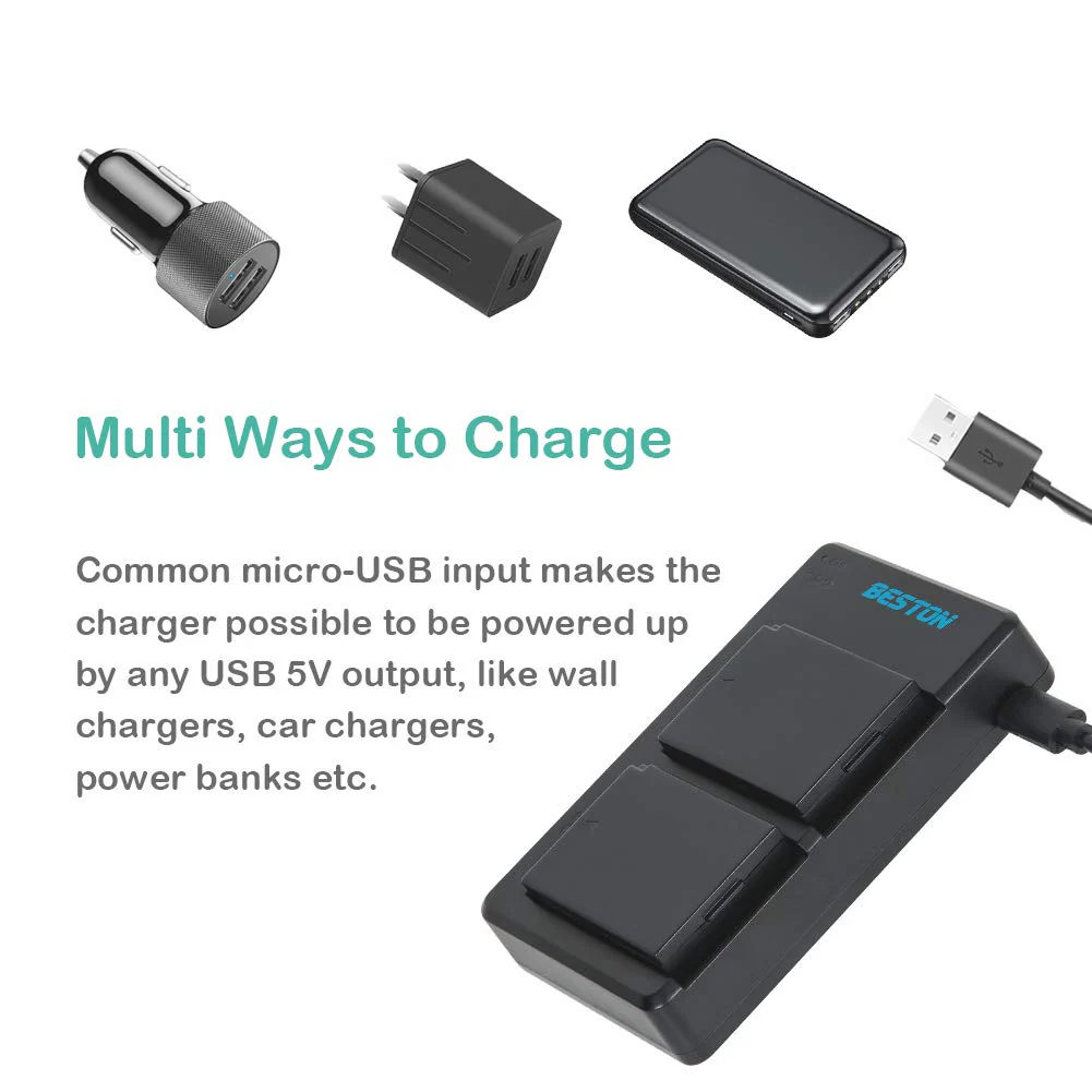 BESTON LP-E10 Battery and Charger for Canon EOS Rebel T7 T6 T5 T3 T100 1100D 1200D 1300D 2000D 4000D DSLR Camera (2-Pack) - Image 4