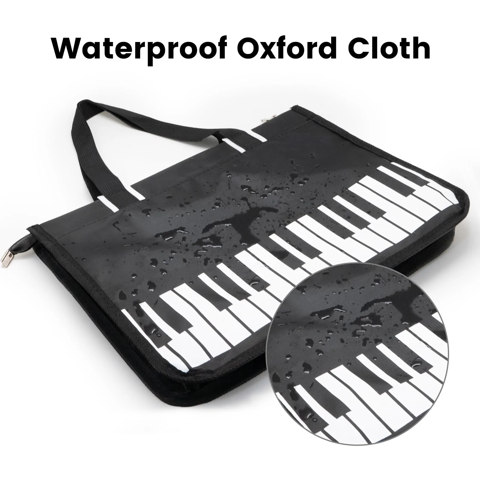 BestSounds Piano Bag, Zipper Waterproof Music Book Tote Bag Piano Accessories for Women, Gifts for Musicians Black - Image 5