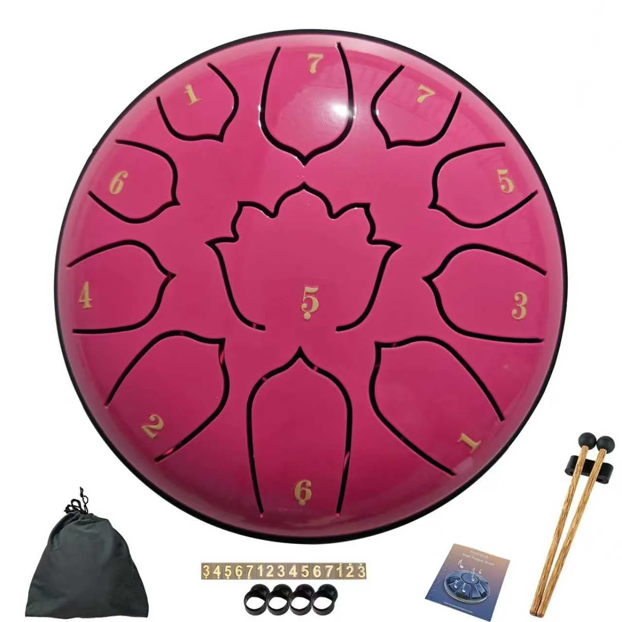 BETESINE 6-Inch 11-Note Steel Tongue Drum – C Major Handpan & Steel Drum for Music Practice and Relaxation – Includes Mallets, Music Book, and Carrying Bag (Rose Pink) Rose Pink 6 Inch 11 Notes