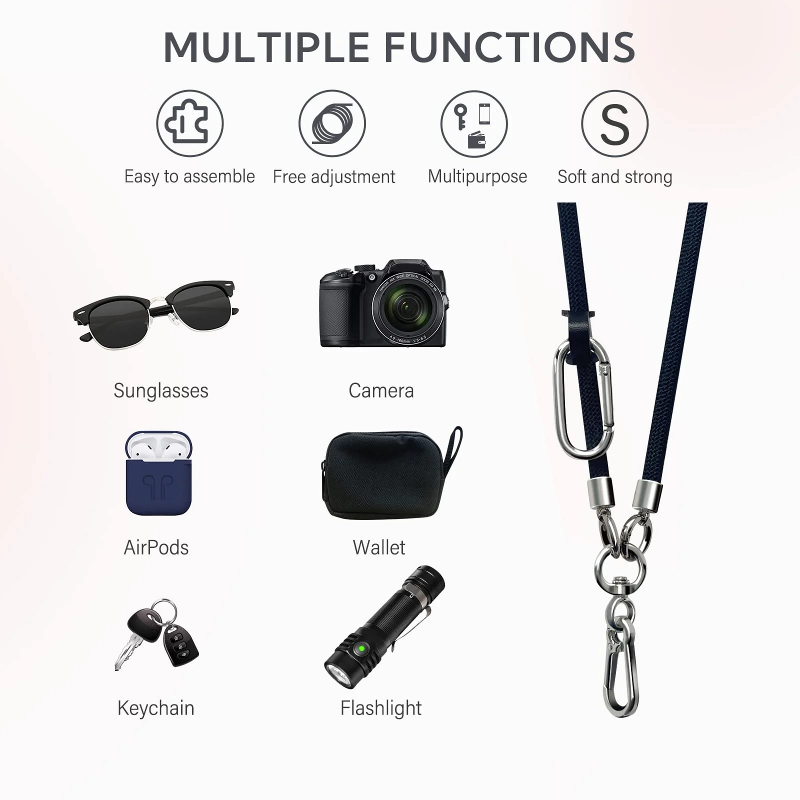 BFSD·DM Cell Phone Lanyard, Universal Crossbody Patch Phone Lanyards,2× Phone Patches,Nylon Phone Lanyards for Around The Neck,Compatible with Most Smartphones, anti theft(Black,48 inch) Black - Image 6