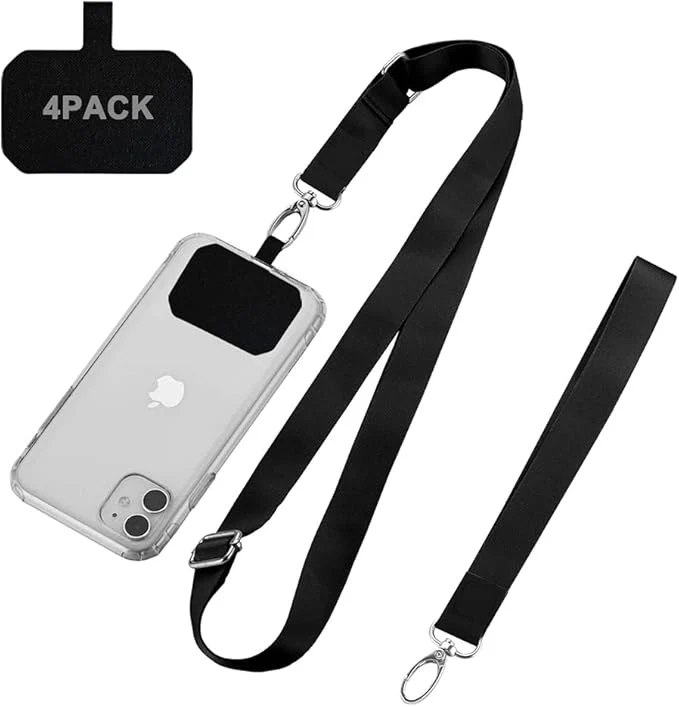 BFSD·DM Phone Lanyard,Cell Phone Lanyards for Around The Neck,Adjustable Nylon Phone Strap Crossbody Compatible with Most Smartphones with Full Coverage Case(Black) Black