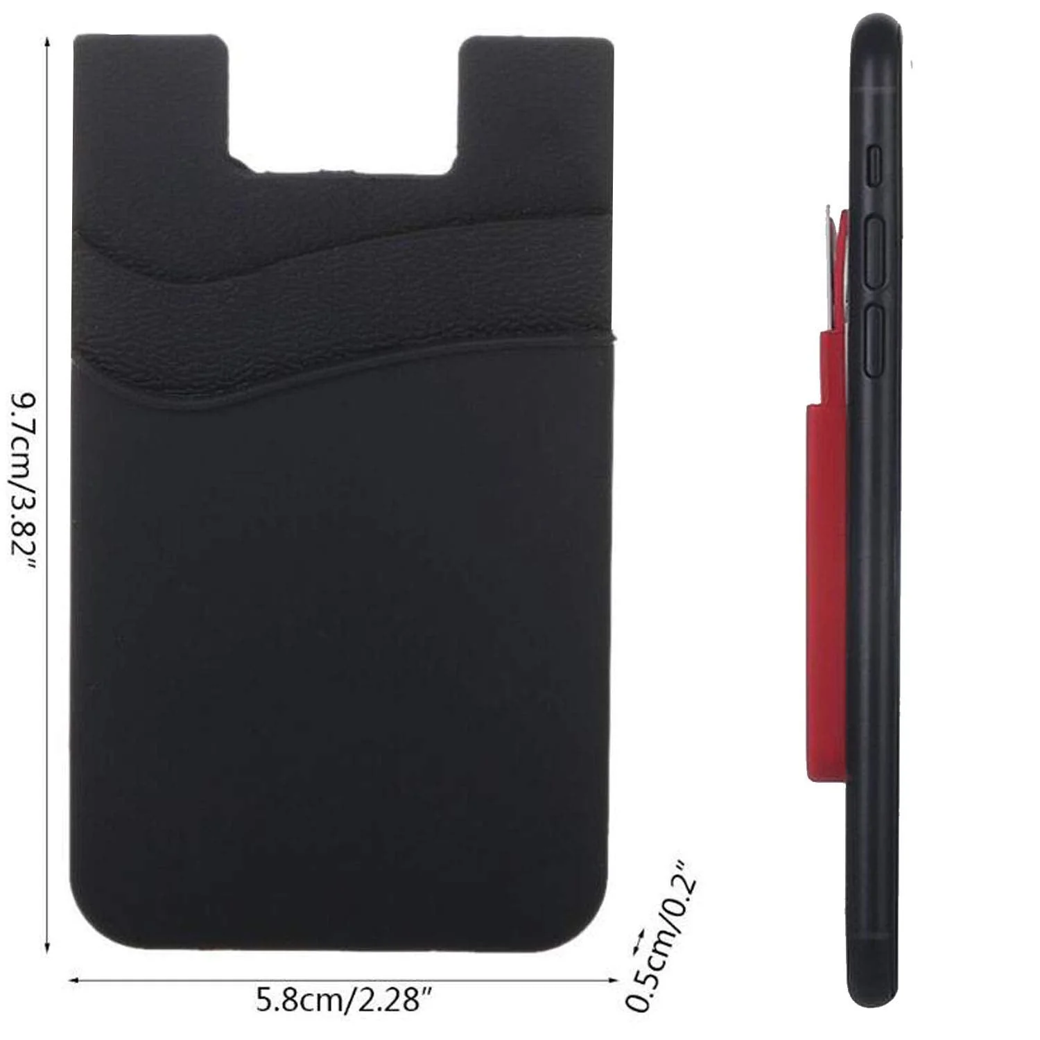 BIAJIYA Card Holder for Back of Phone, Pouch Silicone Wallet Sleeve Pocket Stick-on ID Credit Card for All Smartphones Pink+Red+RGold+HPink+Orange - Image 2