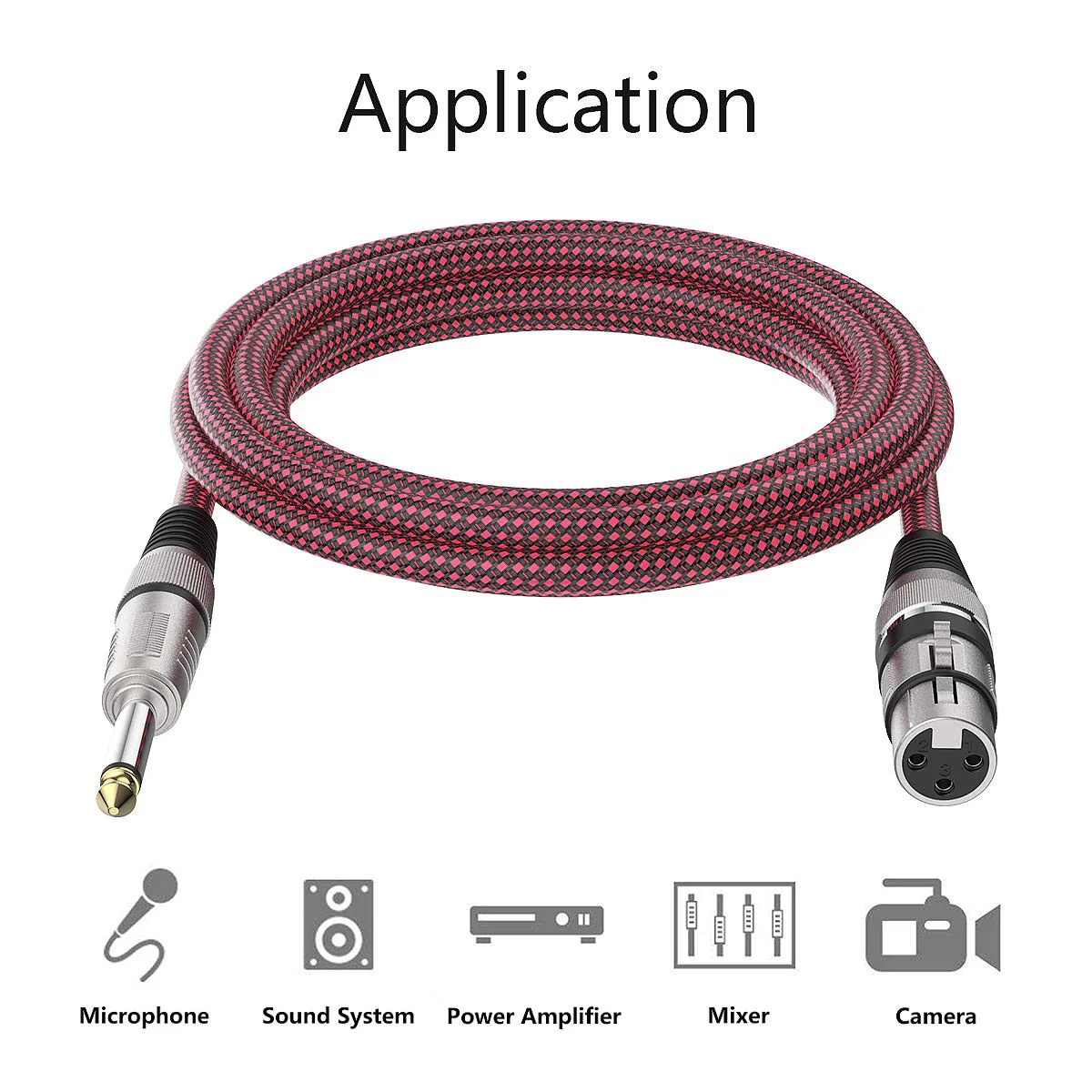 BIFALE XLR Female to 1/4 TS Cable 25ft 2Pack, Nylon Braided Microphone Cable TS 6.35mm Mono Jack Unbalanced Microphone Cable Heavy Duty Mic Cable TS to XLR Female-25FT-2Pack - Image 6