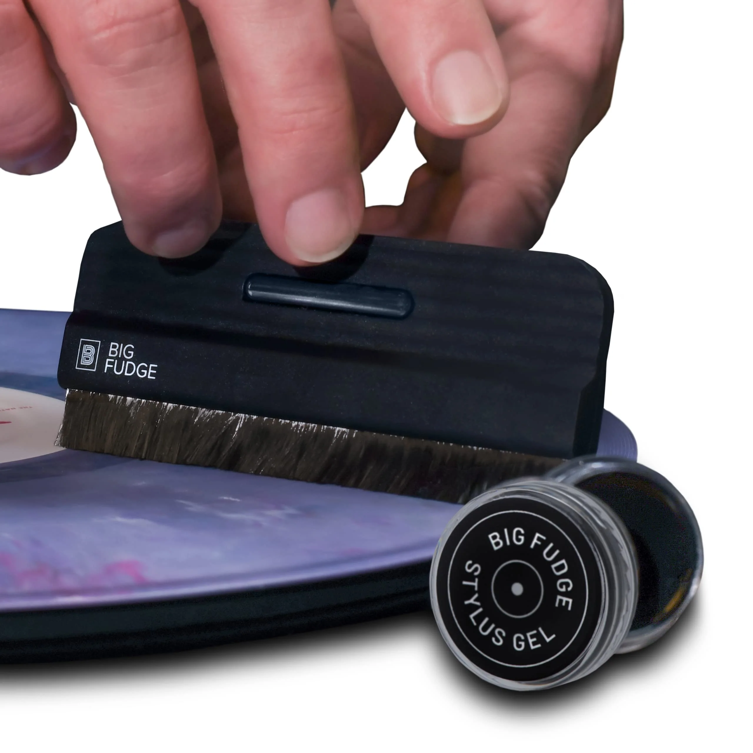 Big Fudge Vinyl Record Cleaning Kit - No Scratch Vinyl Record Brush & Stylus Gel LP Cleaner - Anti-Static Album Cleaning Brush for Record Player and Needles