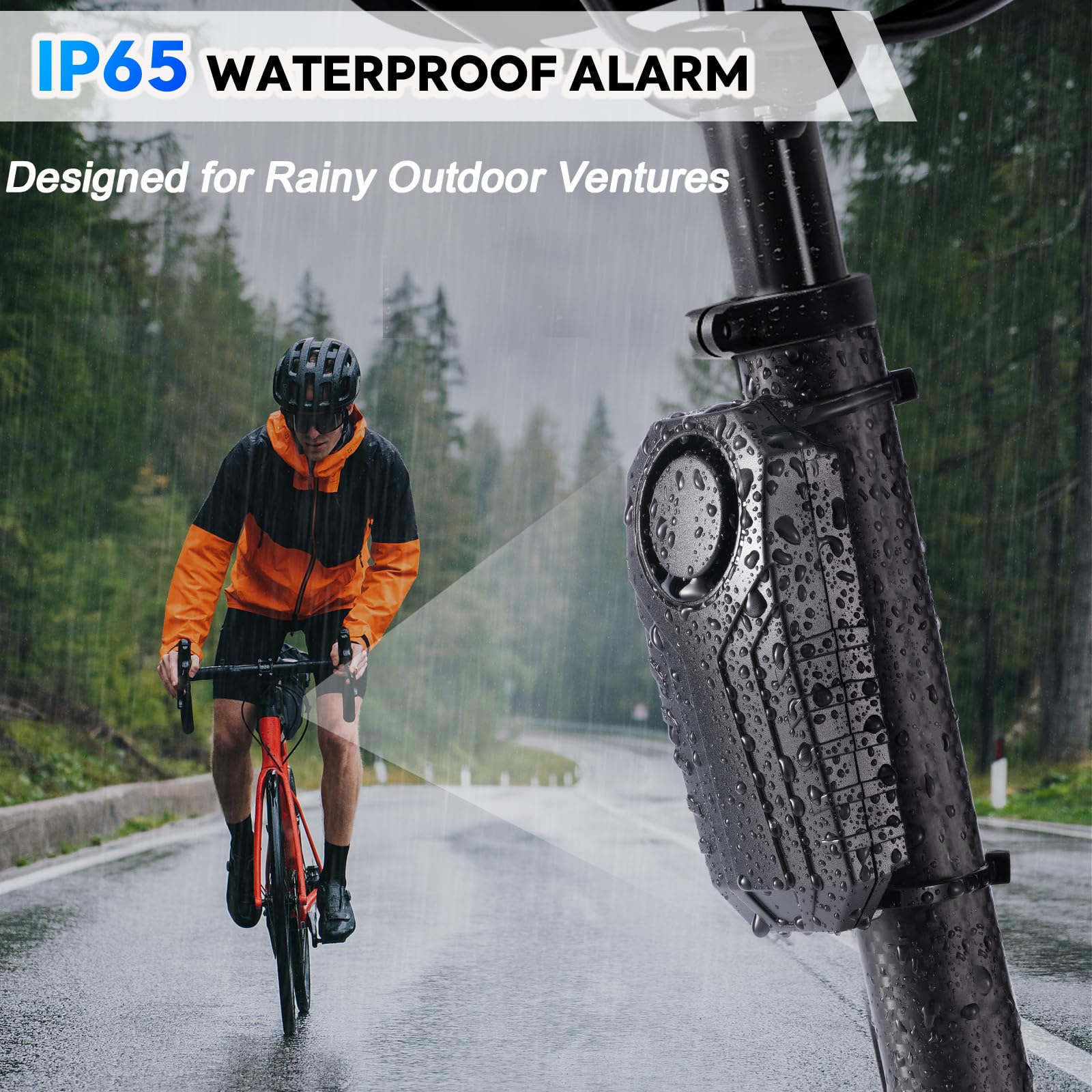 Bike Alarm, 120dB Loud Waterproof Wireless E-Bike Motorcycle Alarm with Remote, Anti-Theft Vibration Motion Sensor Multipurpose Security Alarm System, Ebike Accessories Black - Image 2