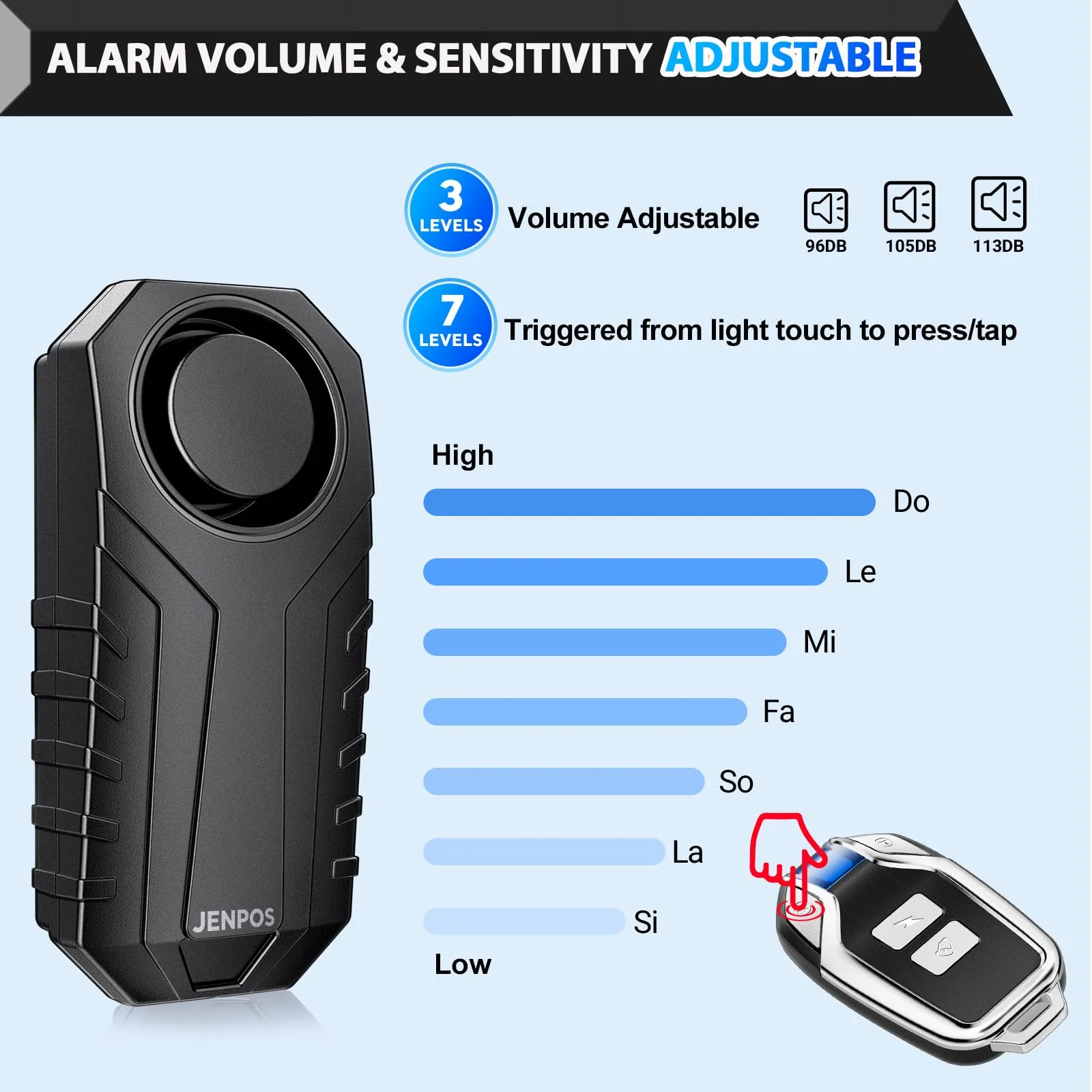 Bike Alarm, 120dB Loud Waterproof Wireless E-Bike Motorcycle Alarm with Remote, Anti-Theft Vibration Motion Sensor Multipurpose Security Alarm System, Ebike Accessories Black - Image 3