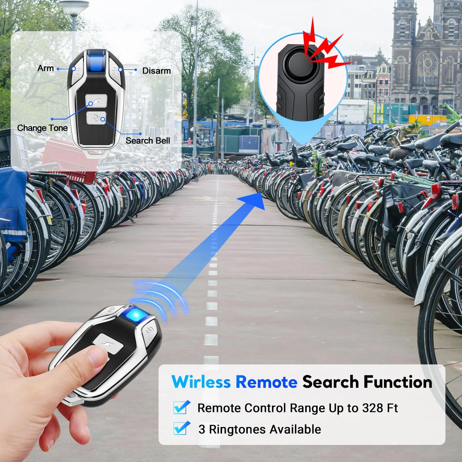 Bike Alarm, 120dB Loud Waterproof Wireless E-Bike Motorcycle Alarm with Remote, Anti-Theft Vibration Motion Sensor Multipurpose Security Alarm System, Ebike Accessories Black - Image 5
