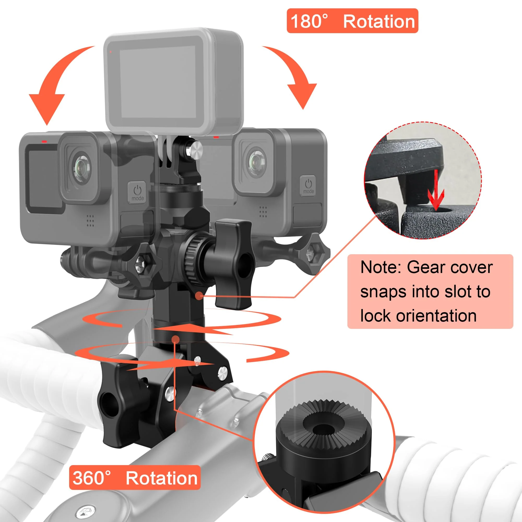 Bike Motorcycle Handlebar Holder Action Camera Mount for Gopro 12/11/10/9/8/7/6/5/4 Insta360 X3/X4, Super Clamp Camera Mount Magic Arm Bracket with 1/4" Thread for DSLR/Lights/Monitor Pole Tube Mount Super Clamp Mount - Image 2