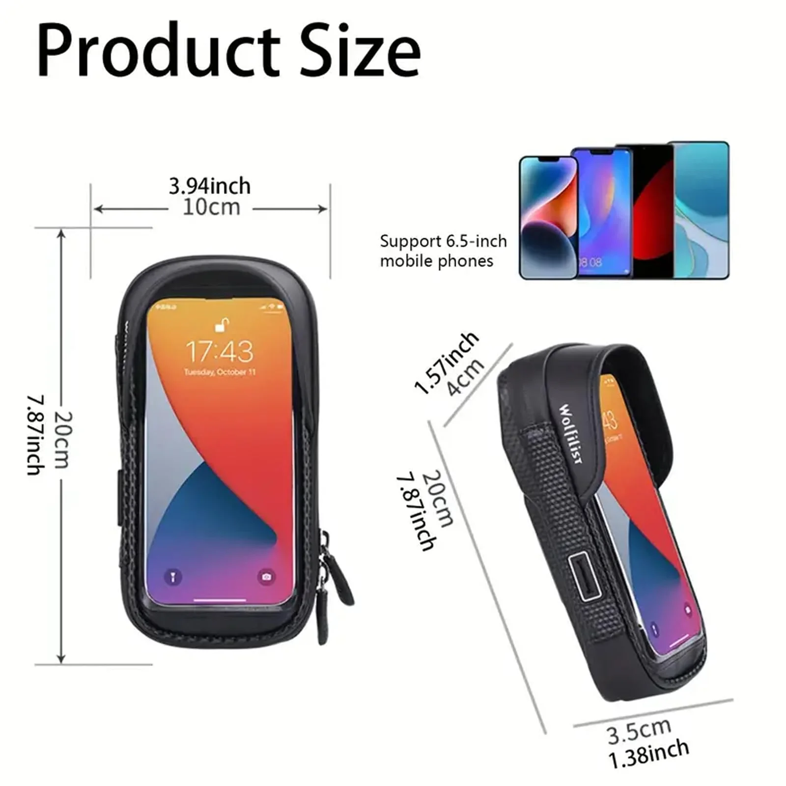 Bike Phone Holder EVA Waterproof Bike Front Frame Bag Top Tube Bike Bag Bicycle Phone Mount Cycling Pouch with Rain Cover Bike Accessories Gifts for Cyclists Men - Image 2