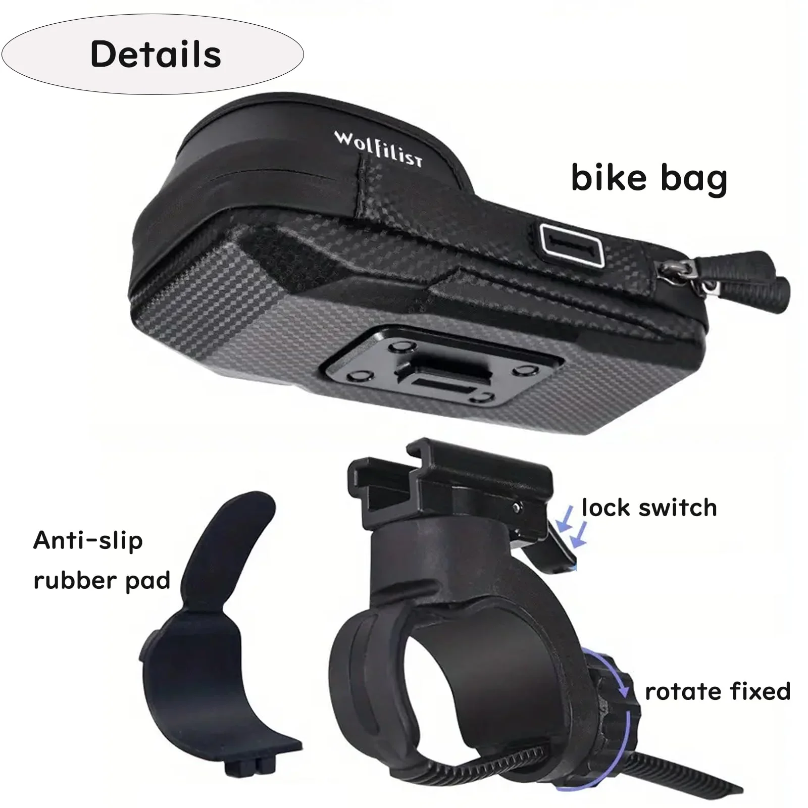 Bike Phone Holder EVA Waterproof Bike Front Frame Bag Top Tube Bike Bag Bicycle Phone Mount Cycling Pouch with Rain Cover Bike Accessories Gifts for Cyclists Men - Image 3