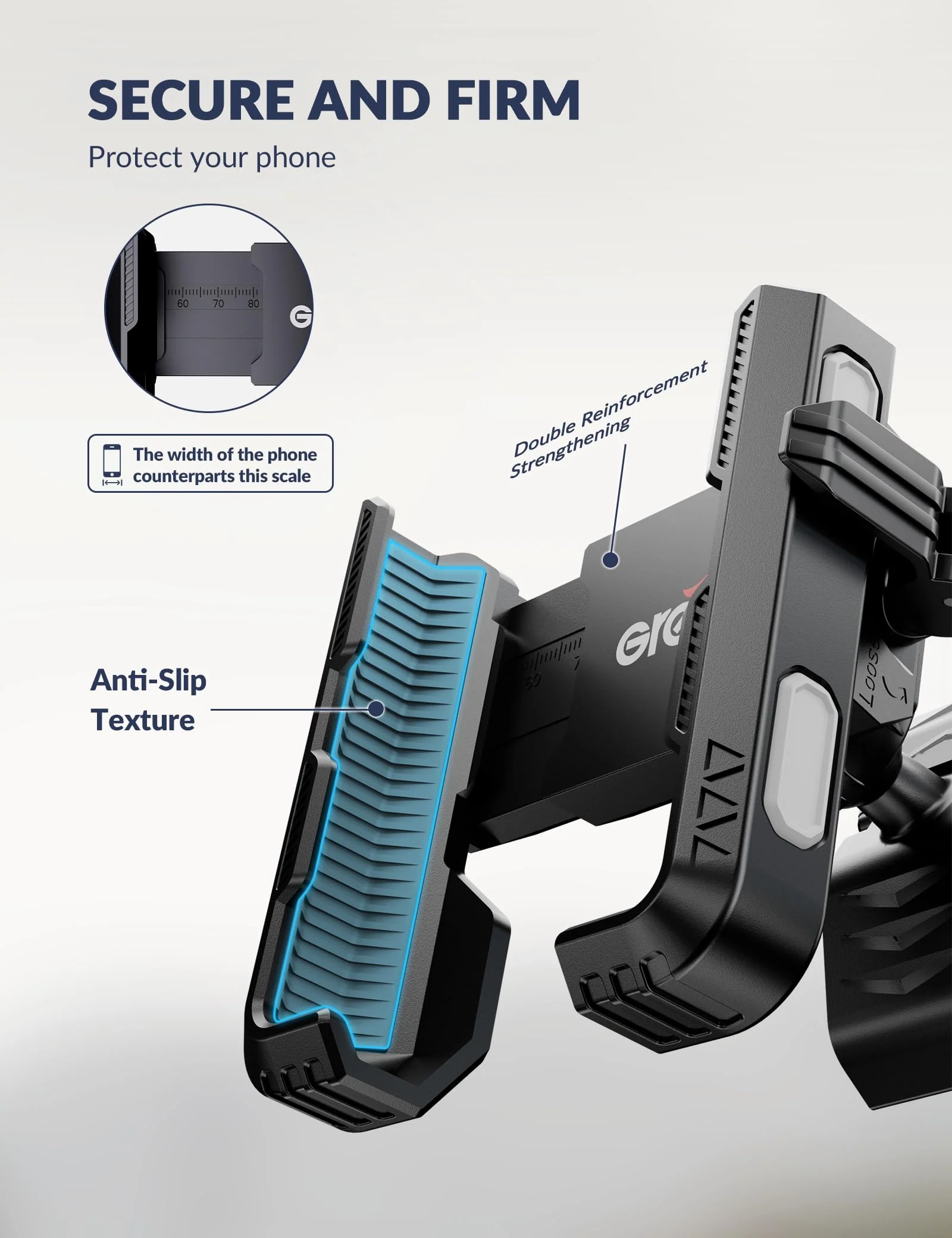 Bike Phone Mount for Electric, Mountain, Scooter, and Dirt Bikes [Camera Friendly] [1s Lock] Universal 360° Bicycle Handlebar Holder for iPhone 15/14/13 Samsung S23/S22 4.5-7" Smartphone (Grey) Grey - Image 4