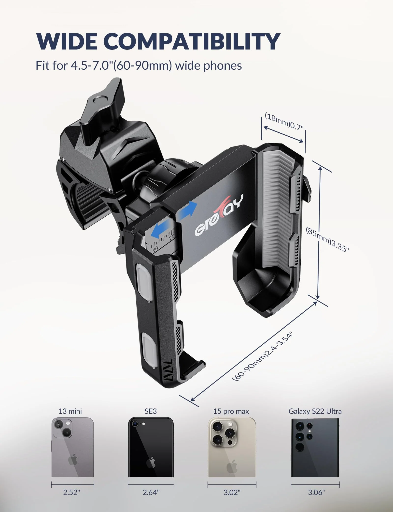 Bike Phone Mount for Electric, Mountain, Scooter, and Dirt Bikes [Camera Friendly] [1s Lock] Universal 360° Bicycle Handlebar Holder for iPhone 15/14/13 Samsung S23/S22 4.5-7" Smartphone (Grey) Grey - Image 6