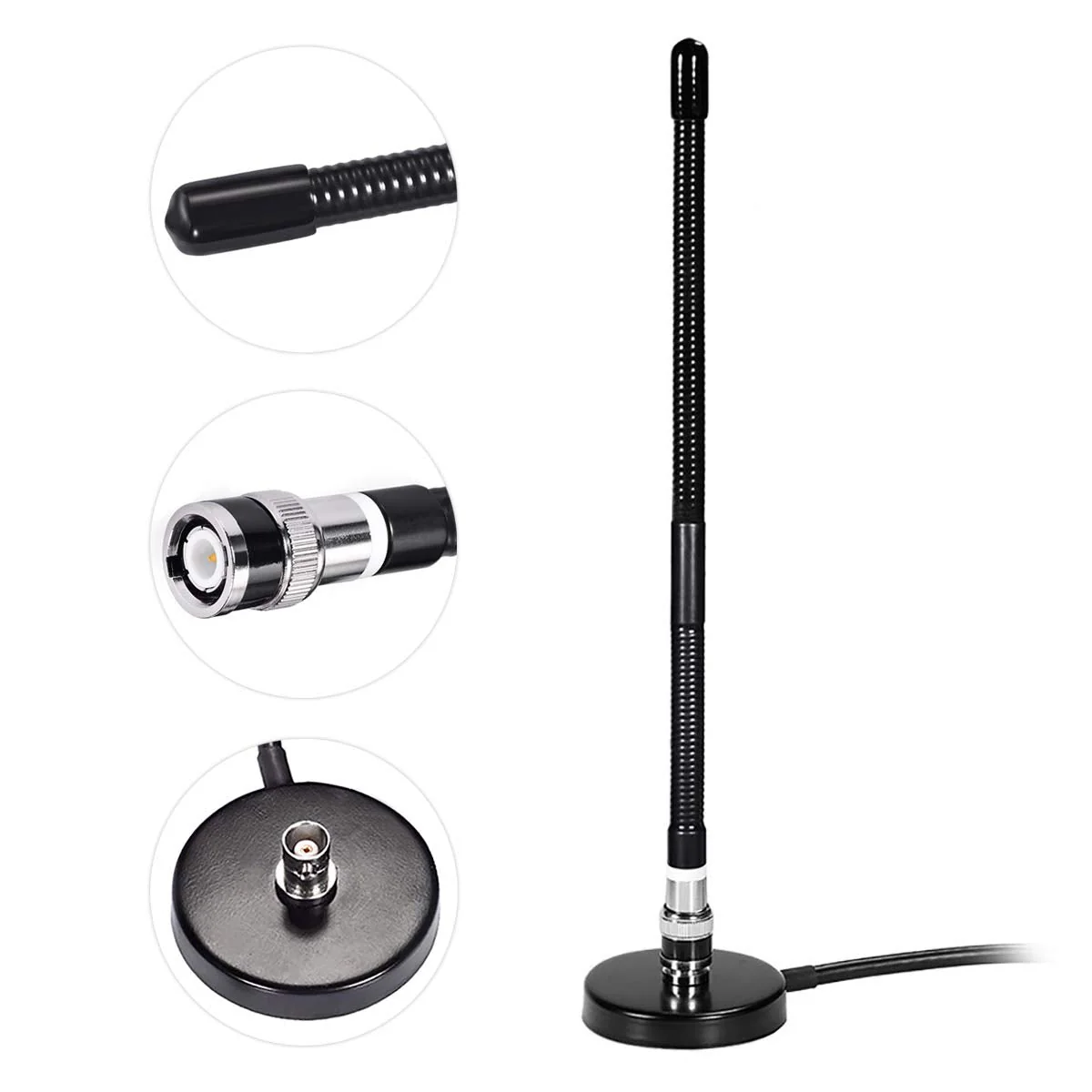 Bingfu CB Antenna 27MHz CB Radio Antenna Soft Whip Magnetic Base CB Antenna BNC & PL259 Male Compatible with Cobra Midland Uniden Maxon President Portable Handheld CB Radio Car Mobile Radio Scanner - Image 2