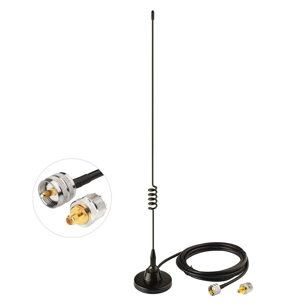 Bingfu Ham Radio Vehicle Car Mobile Radio Antenna Dual Band VHF UHF 136-174MHz 400-520MHz Magnetic Base PL259 Male Antenna for BTECH ICOM Kenwood Midland Yaesu TYT AnyTone Amateur Radio Two Way Radio with SMA Female Adapter