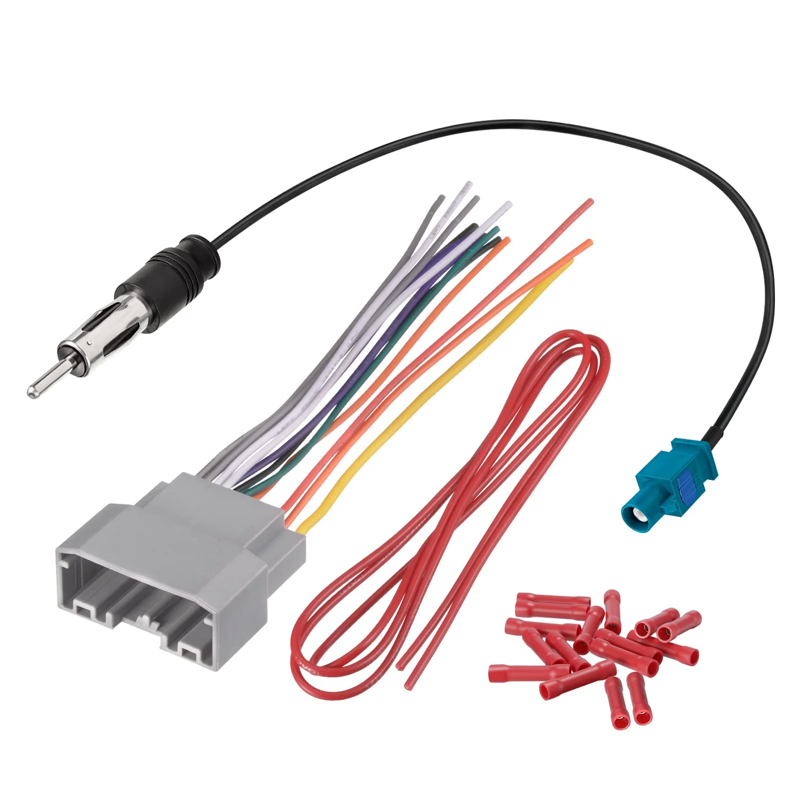 Bingfu Radio Wire Harness for Select 07-20 Chrysler Dodge Jeep Ram Volkswagen Mitsubishi DB11 Radio Wiring Harness with Antenna Adapter for Car Stereo DB11(22-Pin, 13 wires,support Non-amplified Systems)