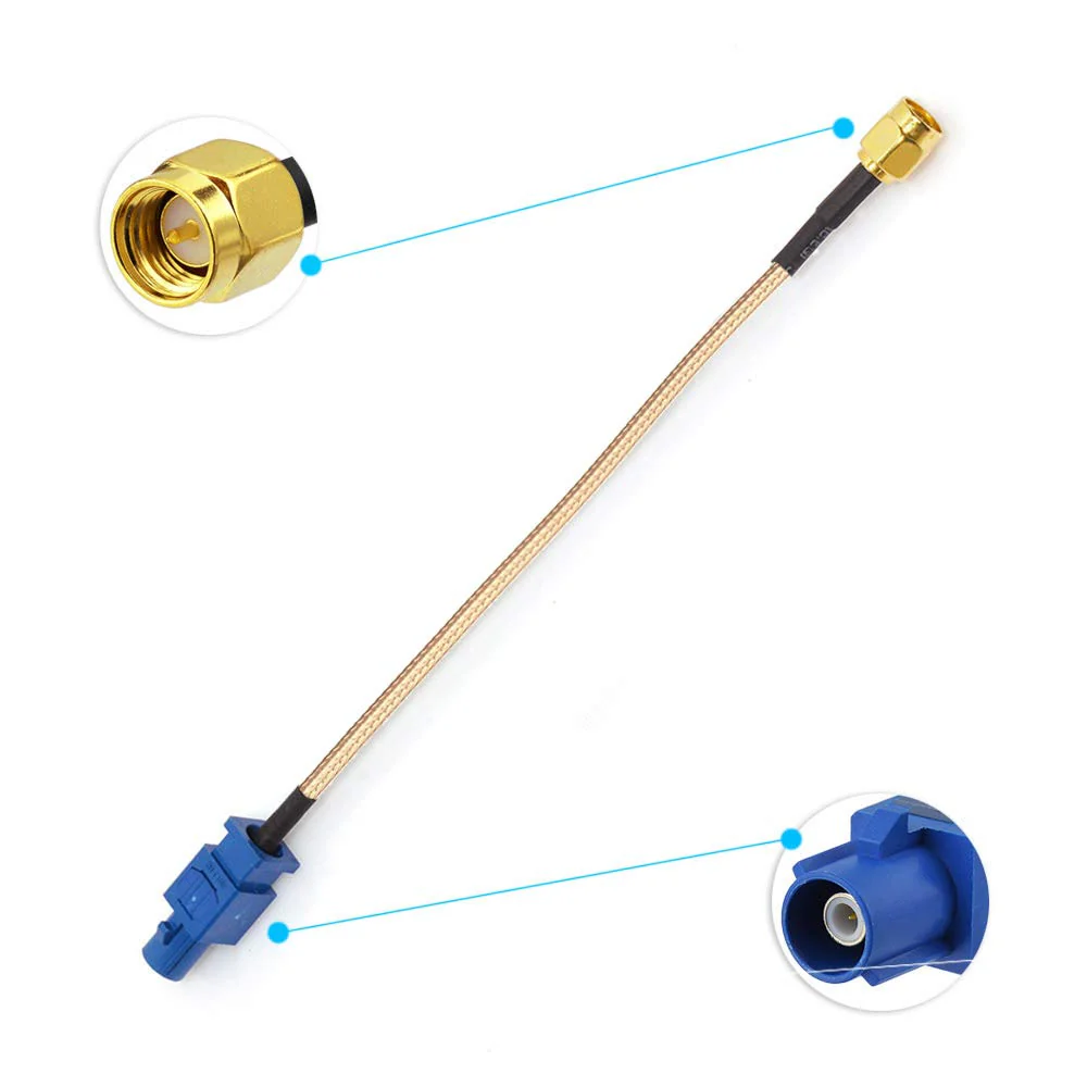 Bingfu Vehicle Car GPS Antenna Adapter Cable SMA Male to Fakra C Male Blue Coaxial Pigtail Cable 15cm 6 inch for Vehicle Truck SUV Car Stereo Head Unit GPS Navigation Receiver System GPS Tracker Modem - Image 2