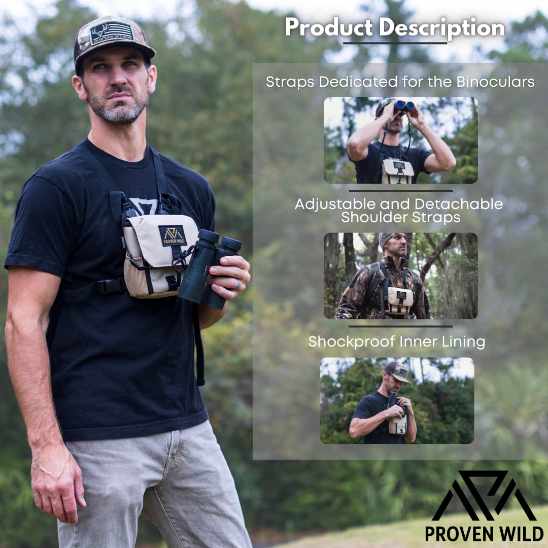Bino Harness Binocular Harness Chest Pack Made of Waterproof 900D Nylon | Binocular Harness for Hunting Case with Adjustable Shoulder Straps, 2 Mesh Pockets, and Zipper Back Pocket - Image 4