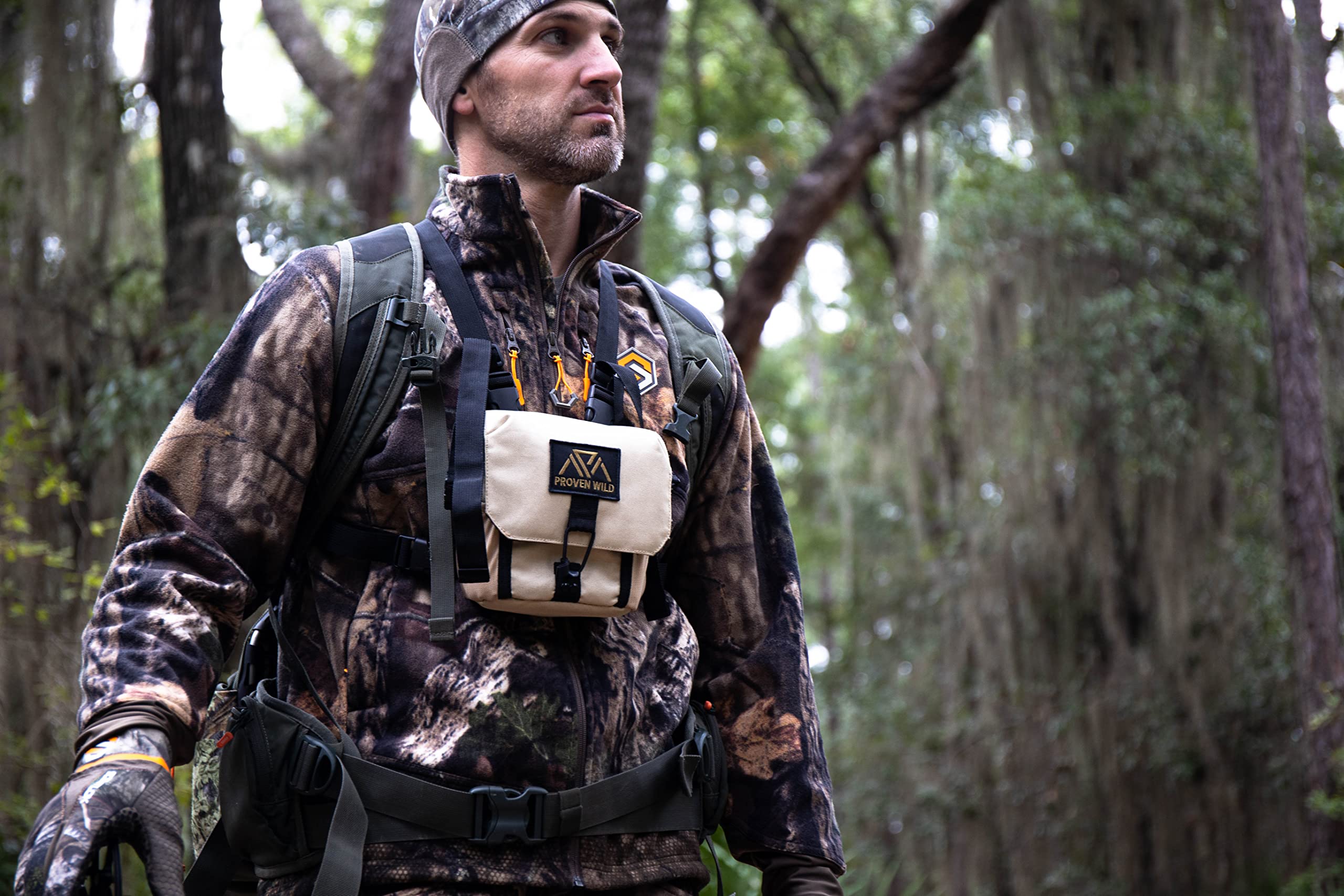 Bino Harness Binocular Harness Chest Pack Made of Waterproof 900D Nylon | Binocular Harness for Hunting Case with Adjustable Shoulder Straps, 2 Mesh Pockets, and Zipper Back Pocket - Image 7