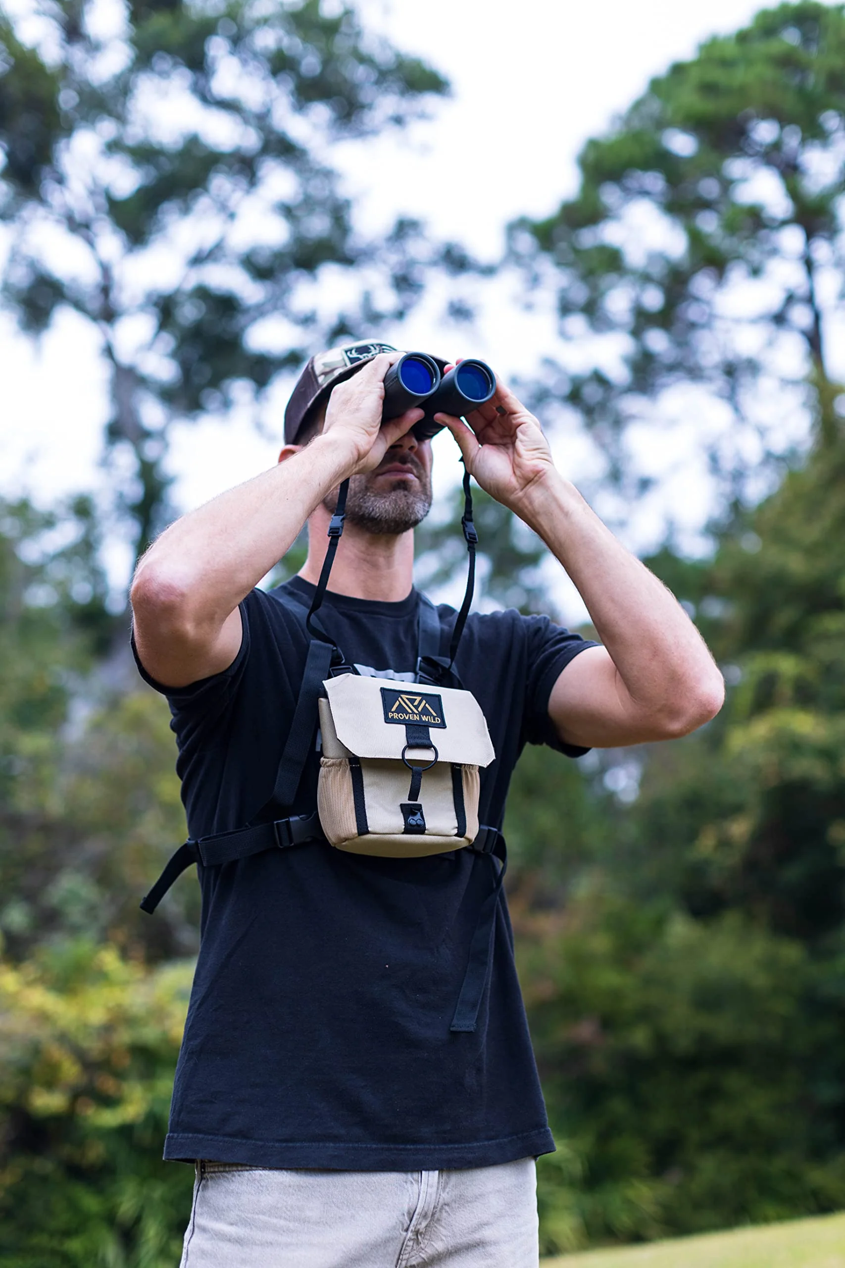 Bino Harness Binocular Harness Chest Pack Made of Waterproof 900D Nylon | Binocular Harness for Hunting Case with Adjustable Shoulder Straps, 2 Mesh Pockets, and Zipper Back Pocket - Image 9