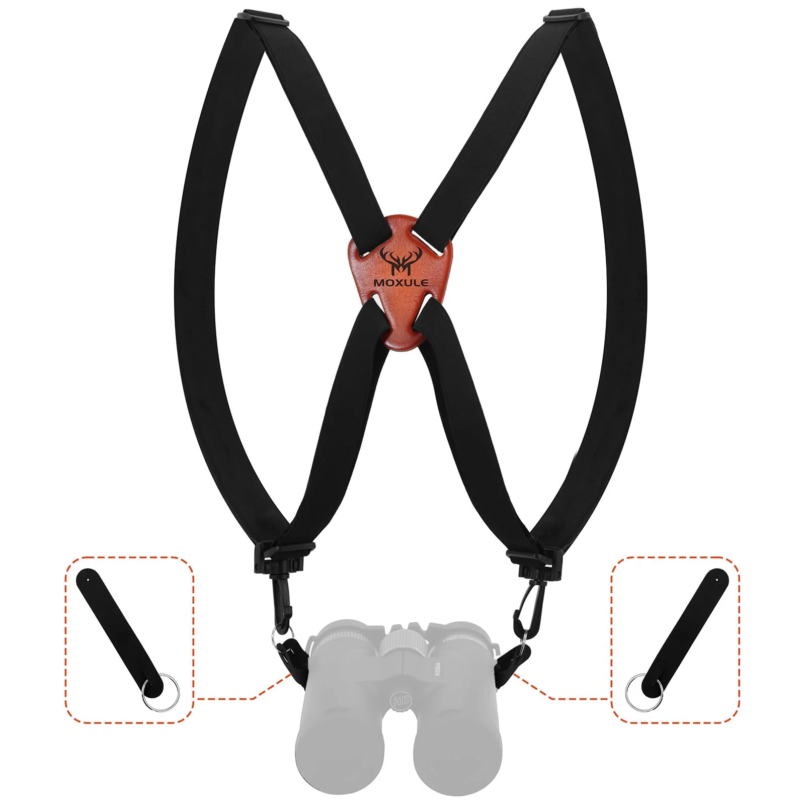 Binocular Harness Strap X-Shaped - Adjustable Bino Chest Straps for All Binoculars Hunting,Hiking and Birding - Black