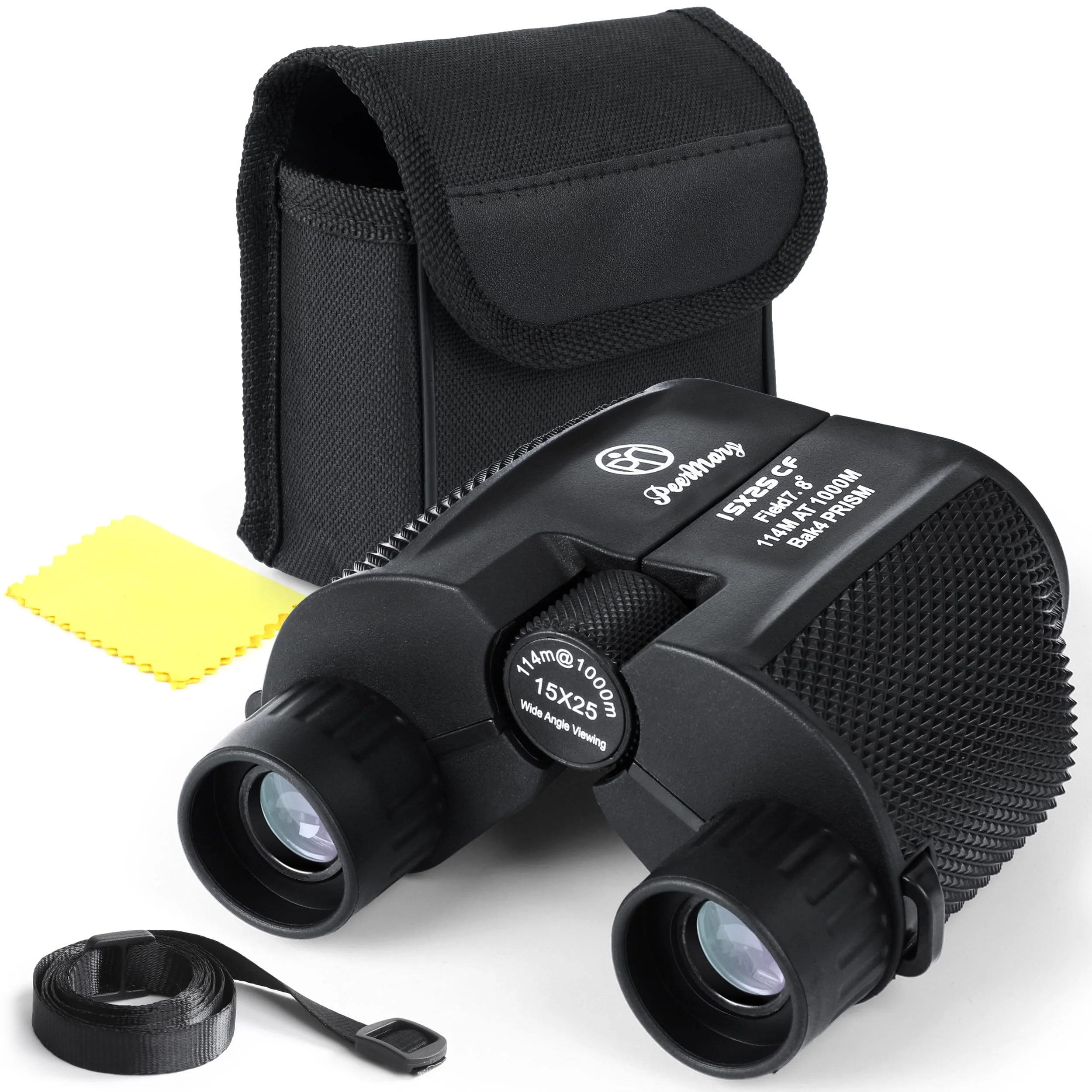 Binoculars 15x25 for Adults and Kids BAK4 Prism for Brighter & Sharper Image - FMC Prevent Surface Reflection & Boost Light for Bird Watching, Outdoor Hunting, Travel, Compact & Low Light Vision