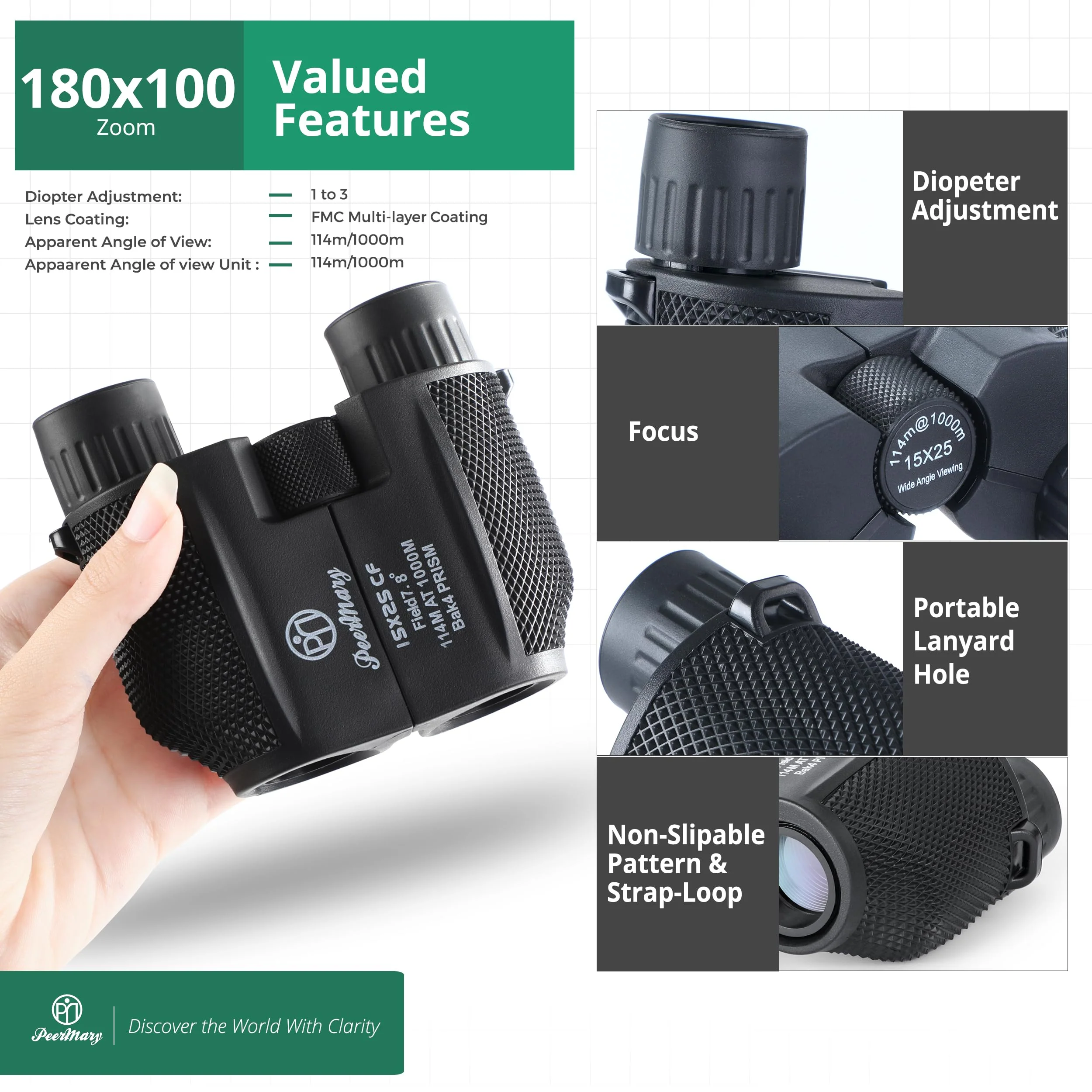 Binoculars 15x25 for Adults and Kids BAK4 Prism for Brighter & Sharper Image - FMC Prevent Surface Reflection & Boost Light for Bird Watching, Outdoor Hunting, Travel, Compact & Low Light Vision - Image 5