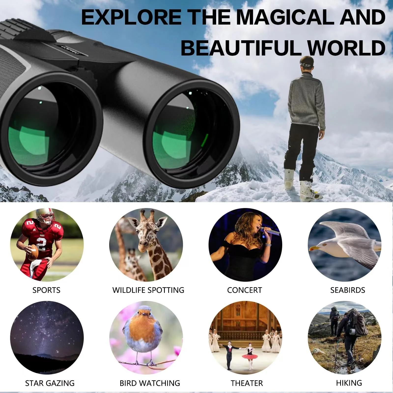 Binoculars for Adults,HD Professional Binoculars for Bird Watching, Hunting,BAK-4 Lens for Hunting Hiking Sightseeing - Image 3