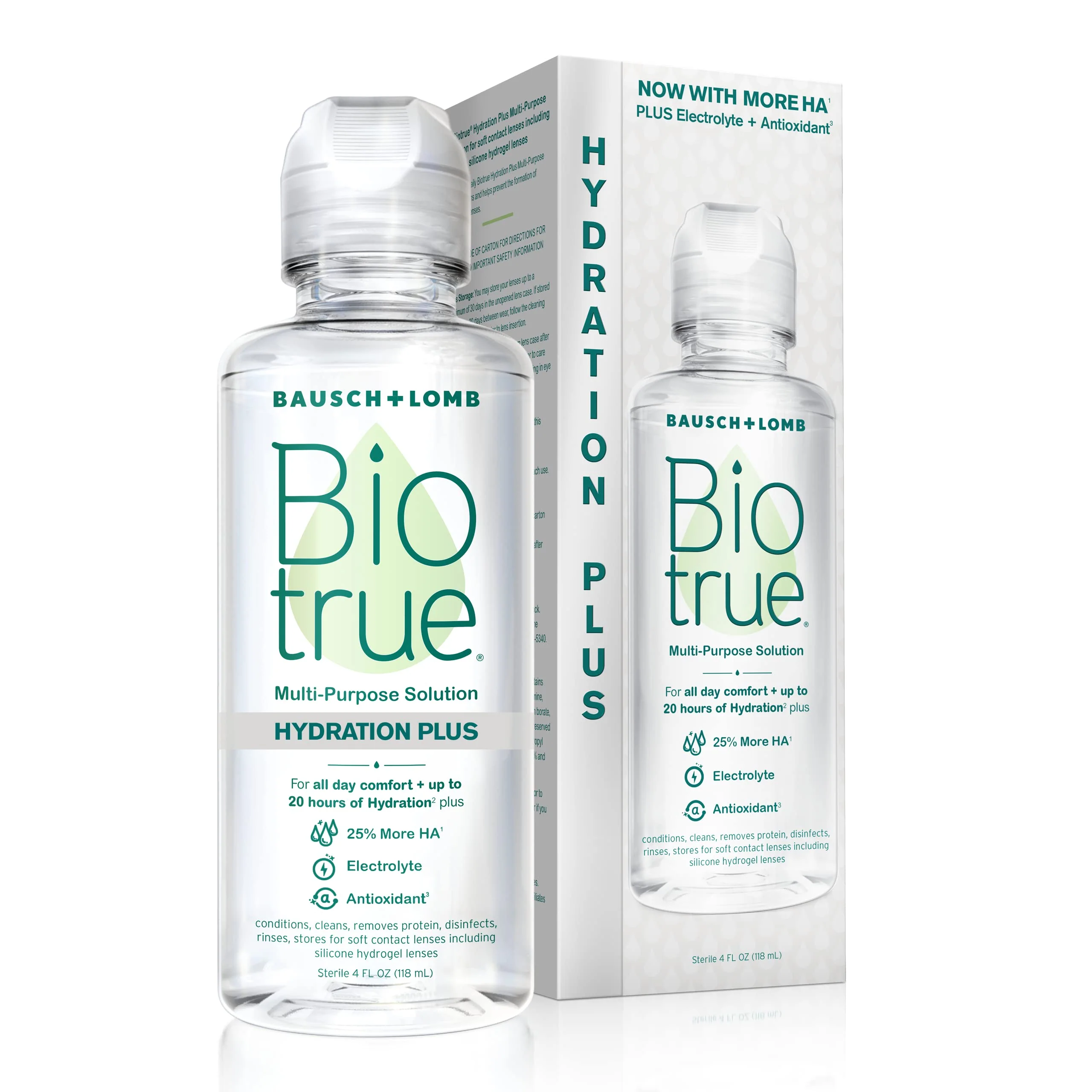 Biotrue Hydration Plus Contact Lens Solution, Multi-Purpose Solution for Soft Contact Lenses, Lens Case Included, 4 FL OZ 4 Fl Oz (Pack of 1)