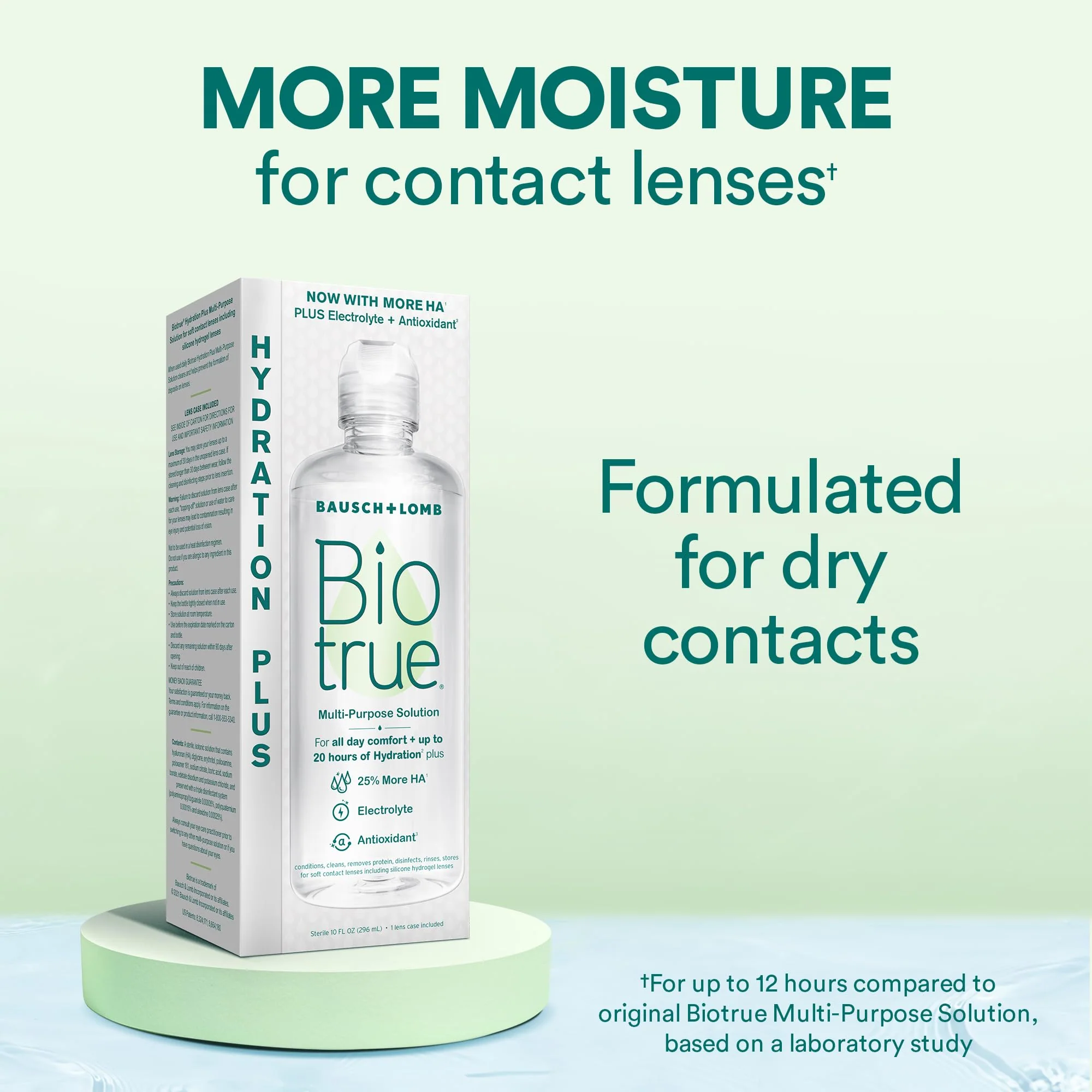 Biotrue Hydration Plus Contact Lens Solution, Multi-Purpose Solution for Soft Contact Lenses, Lens Case Included, 4 FL OZ 4 Fl Oz (Pack of 1) - Image 2