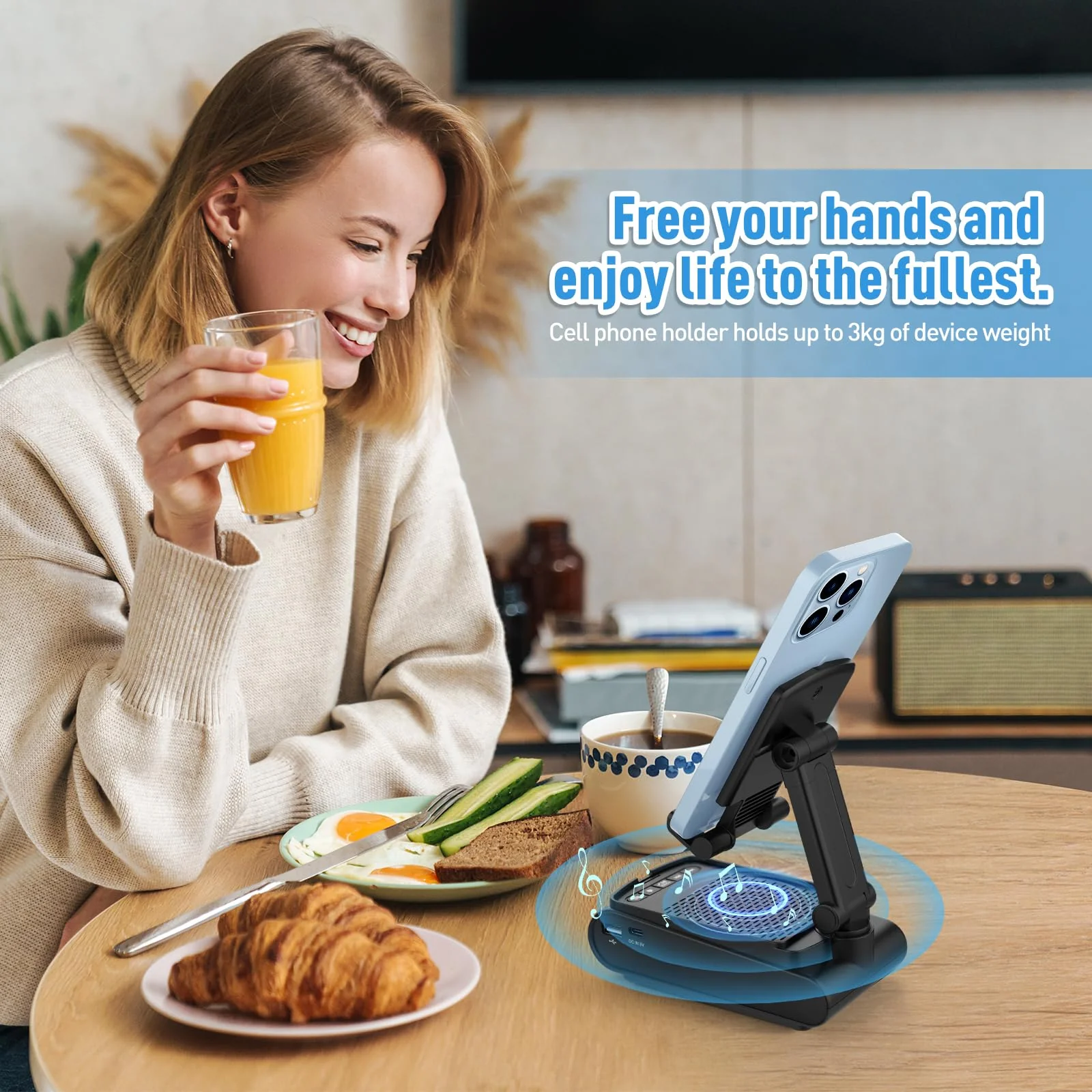 Birthday Gifts for Men, Cell Phone Stand with Wireless Bluetooth Speaker and Anti-Slip Base HD Surround Sound with iPhone/ipad/Samsung Galaxy, Valentines Day Gifts for Him, Cool Gadgets for Men - Image 7