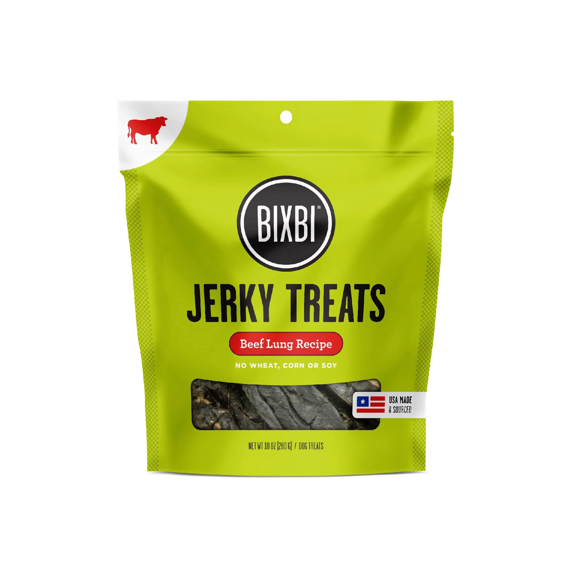 BIXBI Jerky Dog Treats, Original Beef Lung, 10 oz - USA Made Grain Free Dog Treats - High in Protein, Whole Food Nutrition, No Fillers 10 Count (Pack of 1)