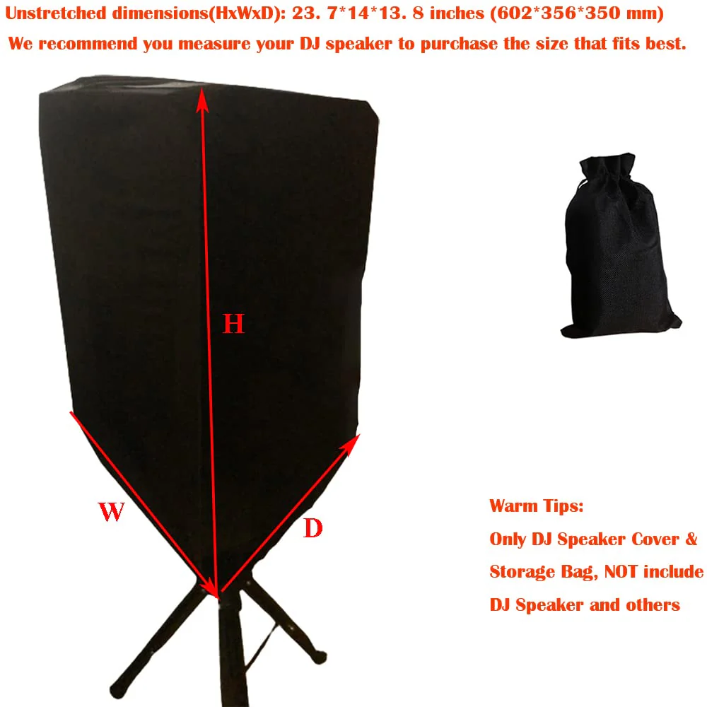 Black 10"/12"/15" PA DJ Speaker Cover 2pcs Scrim Stretchy Speaker Cover for Wedding Church Club (RSC128W) (2PCS-Black) 2PCS-Black - Image 3