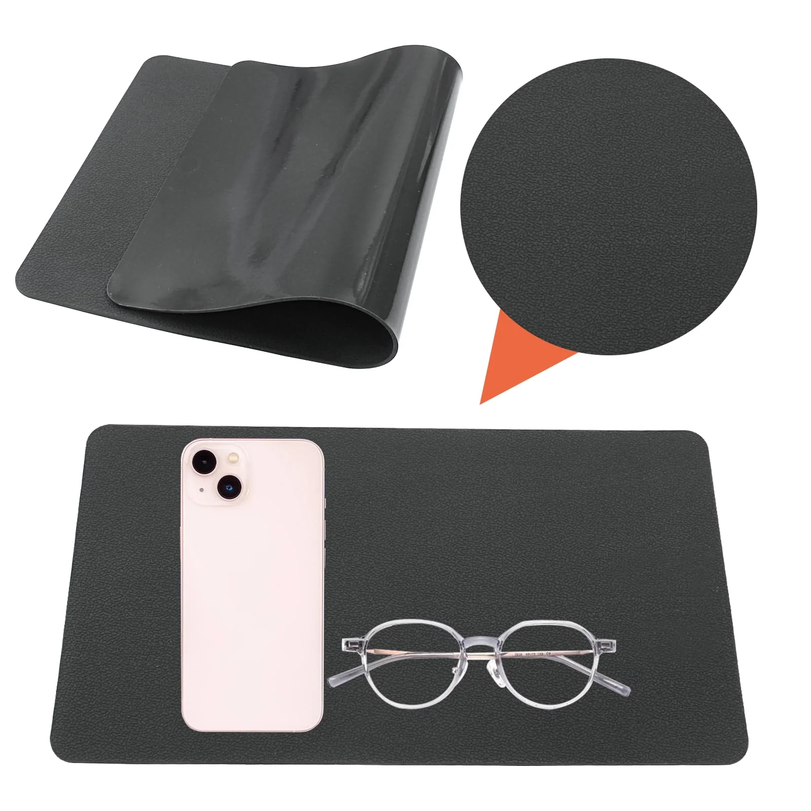 Black Car Dashboard Anti-Slip Mat, 27 x 15 cm Universal PVC Non-Slip Pad for Car Dash Accessories (Medium Size/Non-Adhesive/Car Texture) Style 2 - Image 4