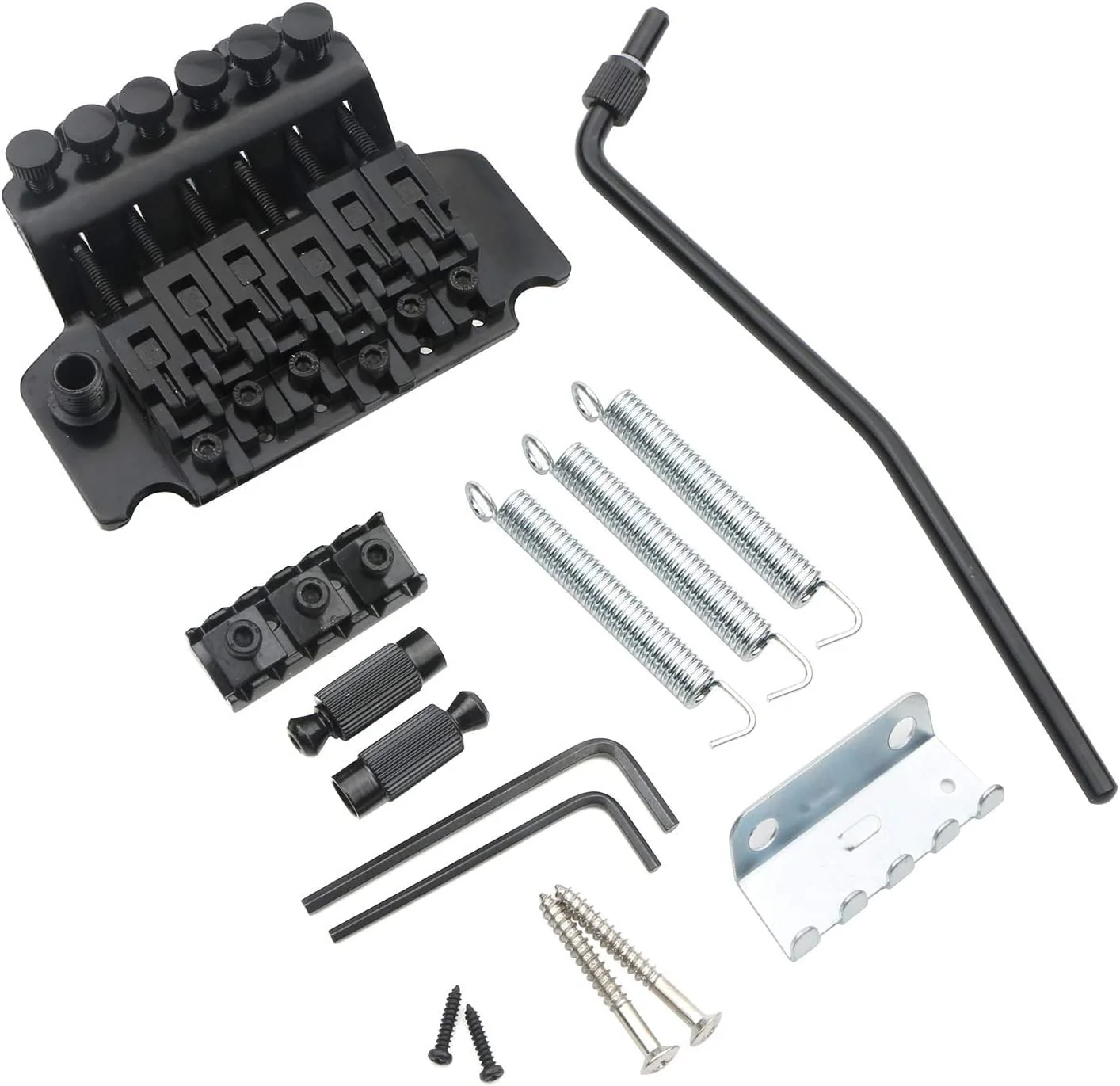 Black Electric Guitar Tremolo Bridge with Bar Double Strat Locking for Floyd Rose Type black