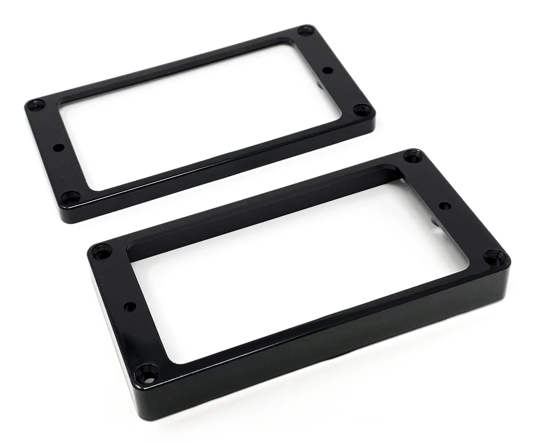 Black Flat Bottom Humbucker Pickup Mounting Ring Set (Bridge & Neck) compatible with Gibson Les Paul SG Guitars HR2020F-BLK Black