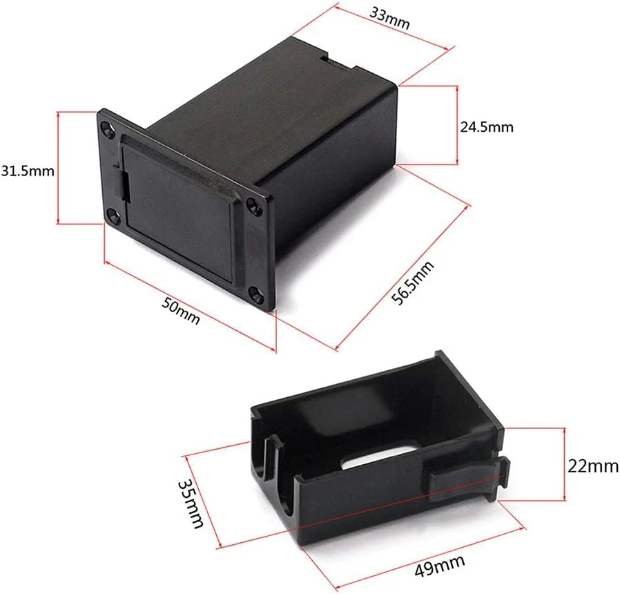 Black Guitar Pickup Battery Box Battery Guitar Case Acoustic Guitar Pickup Parts, Pickup Shell Cover Installed on Guitar Bass with 9V Battery Box, Case Holder Replacement for EQ 7545R Bass Accessories - Image 4
