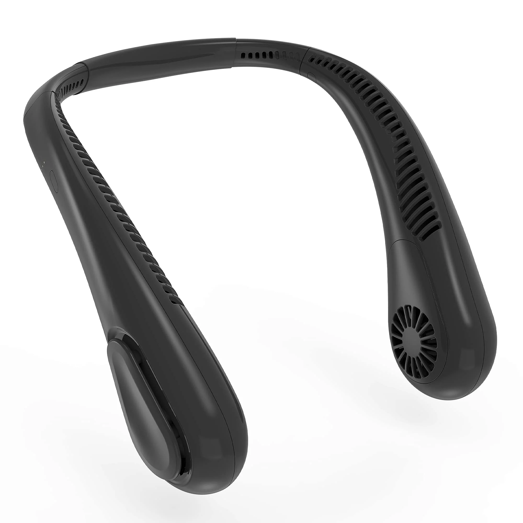 Bladeless Neck Fan, 5000mAh Rechargeable Battery Powered, 4 Speeds, Natural Wind Mode, Angle Adjustable, Hand-free Neck Fan for Both Outdoor & Indoor Use, UL Certified, Black
