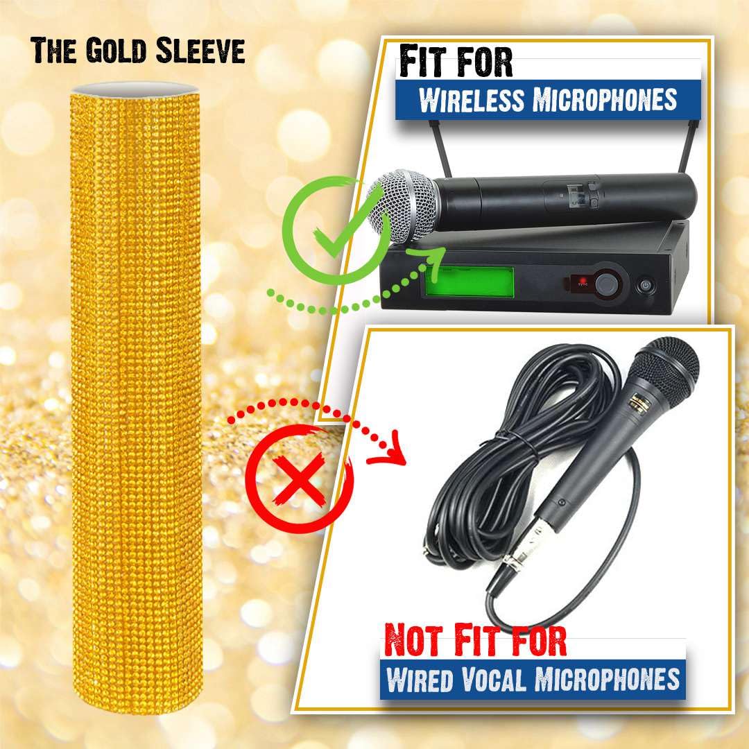 Bling Microphone Sleeve for Universal Wireless Mic Handheld, Golden Glitter on Party (Mic NOT Included) - Image 2