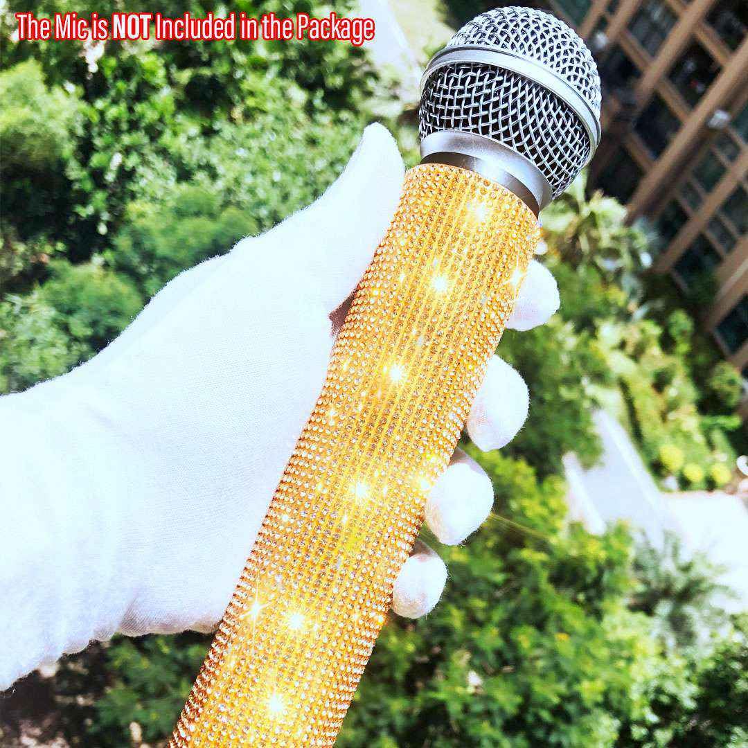 Bling Microphone Sleeve for Universal Wireless Mic Handheld, Golden Glitter on Party (Mic NOT Included) - Image 8