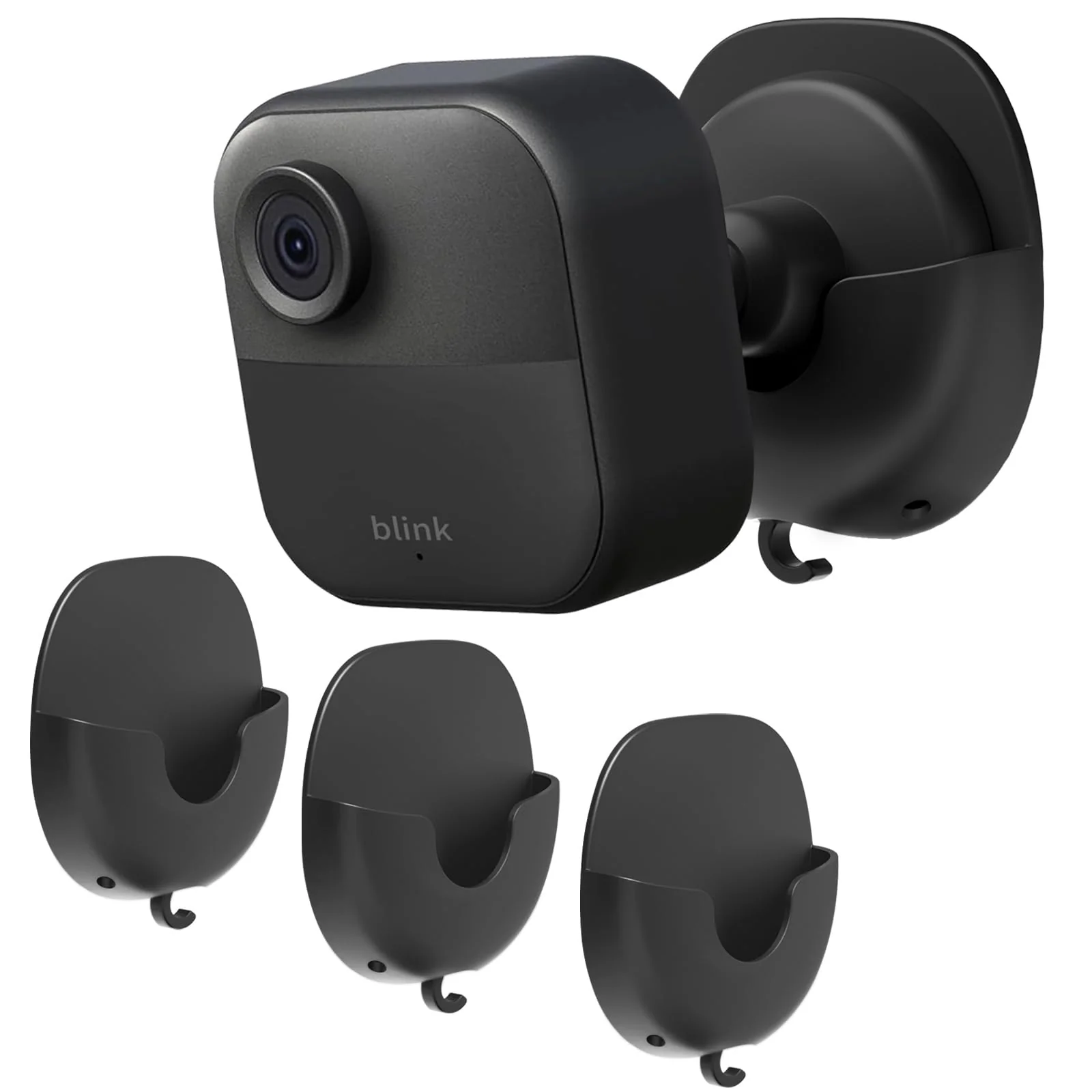 Blink Camera Wall Mount Holder 3 Pack, No Drill No Screws Bracket for Blink Mini/Mini 2/Blink Outdoor 4/Blink Indoor Cameras, Strong Adhesive Durable for Blink Cameras, Easy to Install (Black) Black