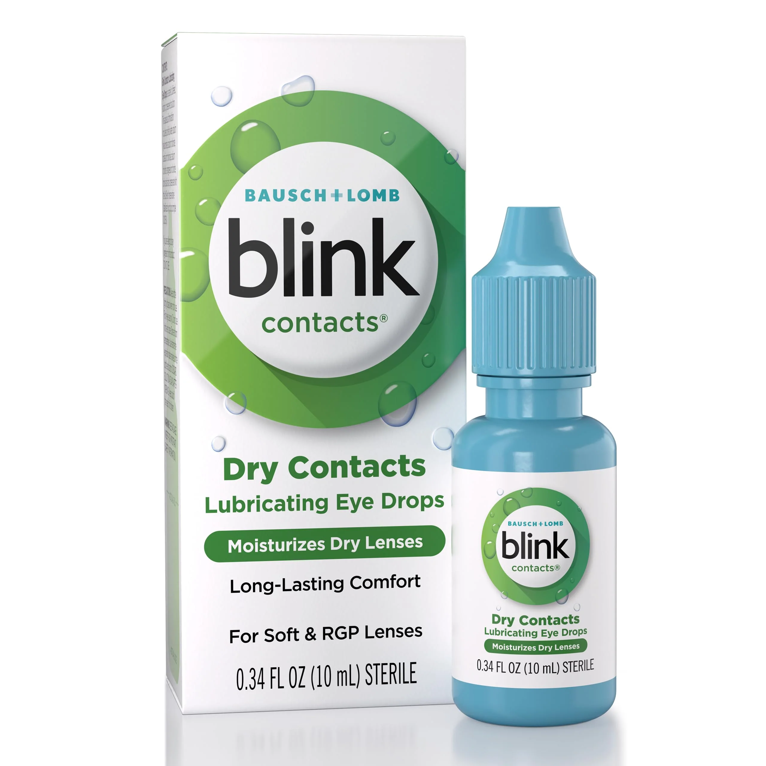 Blink Contacts Lubricating Eye Drops for Soft & RGP Contact Lenses, Lubricant Eye Drops with Hyaluronate for Hydration, Moisturizing & Comforting Daily Eye Care, 0.34 fl oz Lubricating 15 mL